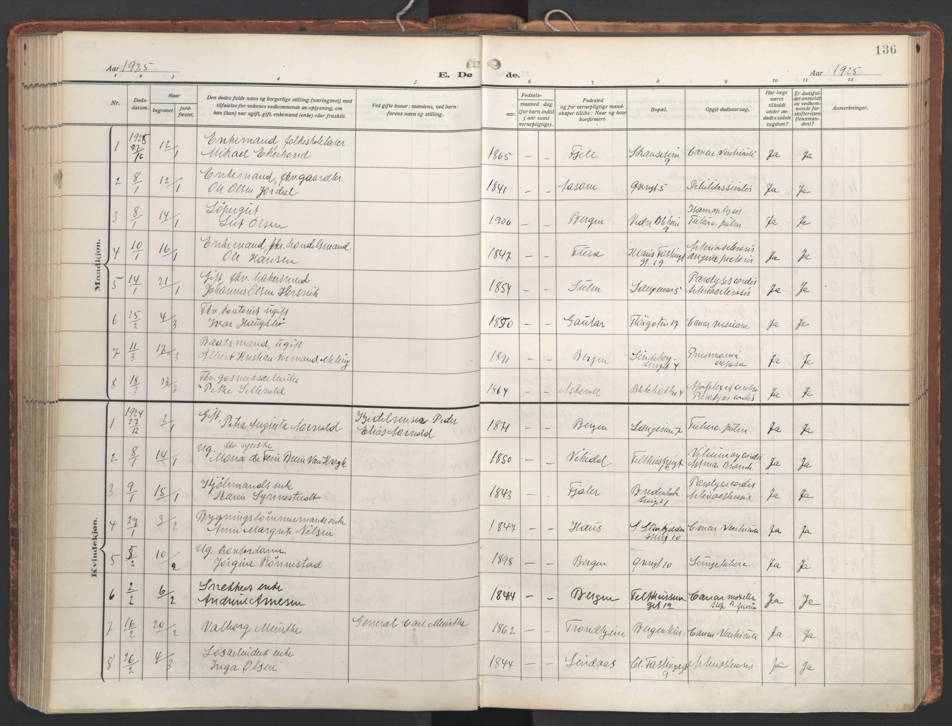 Korskirken sokneprestembete, SAB/A-76101/H/Hab: Parish register (copy) no. E 5, 1910-1956, p. 135b-136a
