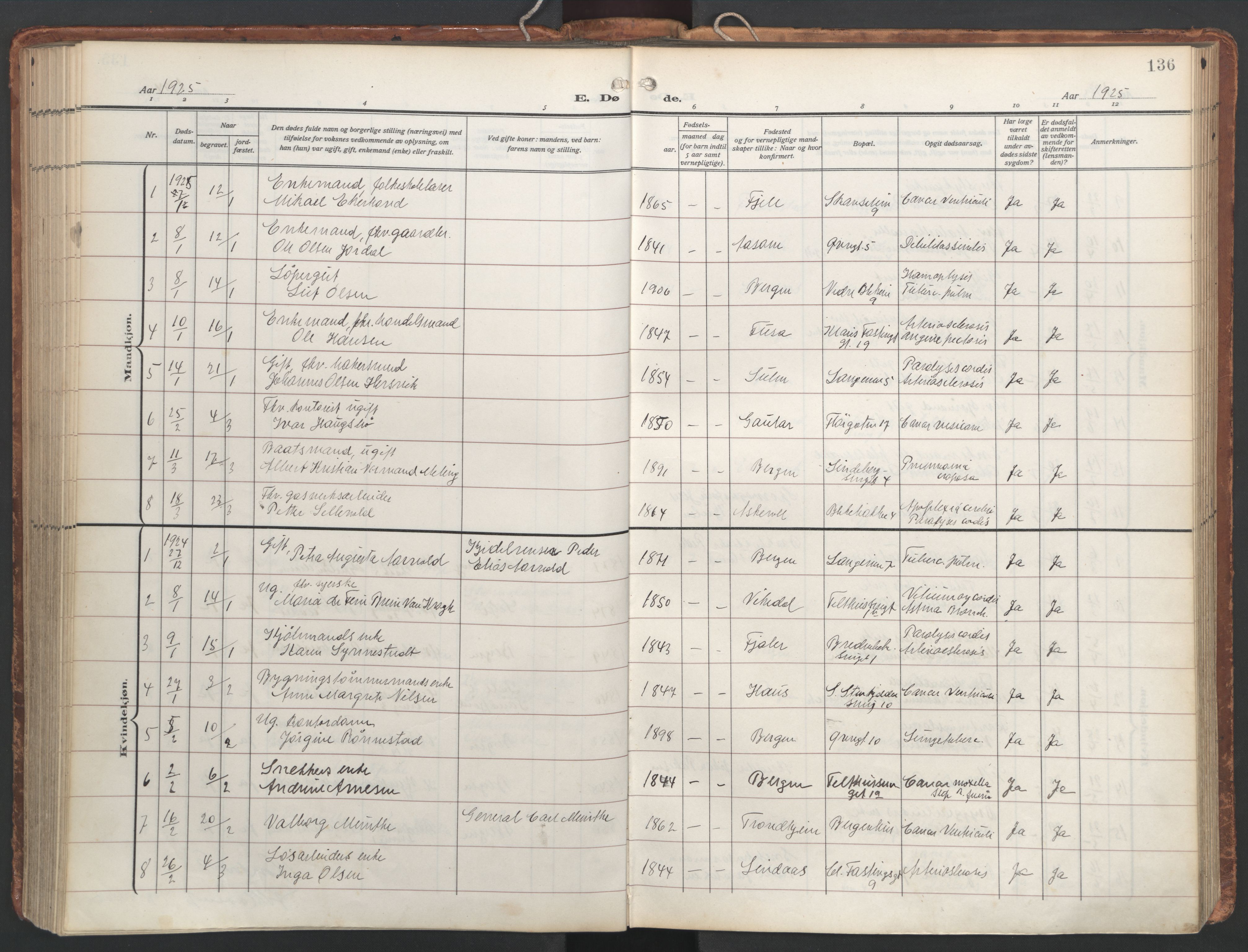 Korskirken sokneprestembete, AV/SAB-A-76101/H/Hab: Parish register (copy) no. E 5, 1910-1956, p. 135b-136a