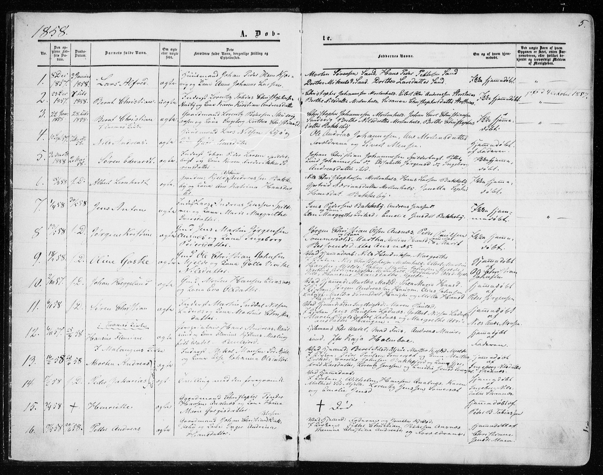 Balsfjord sokneprestembete, AV/SATØ-S-1303/G/Gaa/L0001kirke: Parish register (official) no. 1, 1858-1870, p. 5
