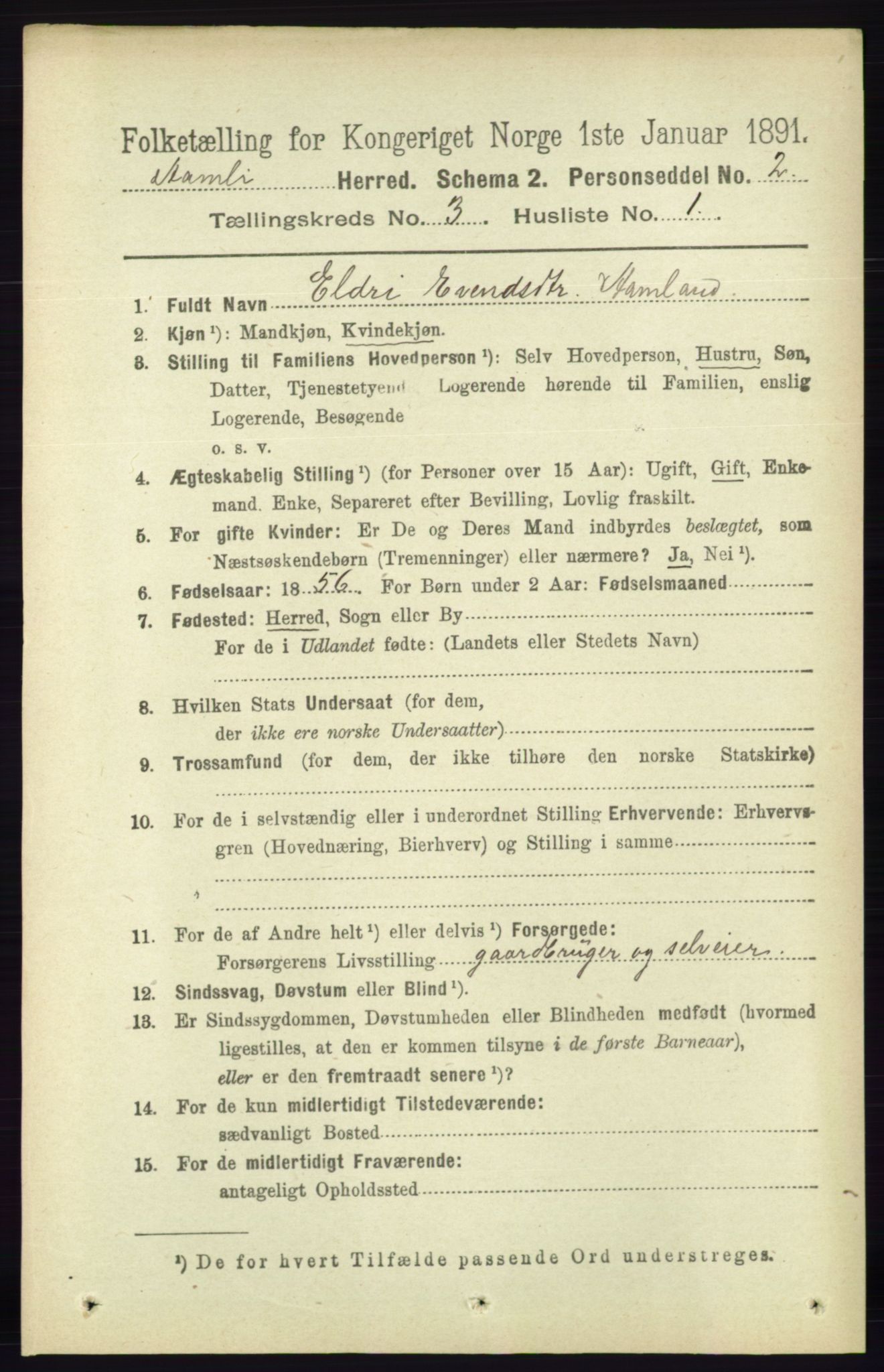 RA, 1891 census for 0929 Åmli, 1891, p. 317