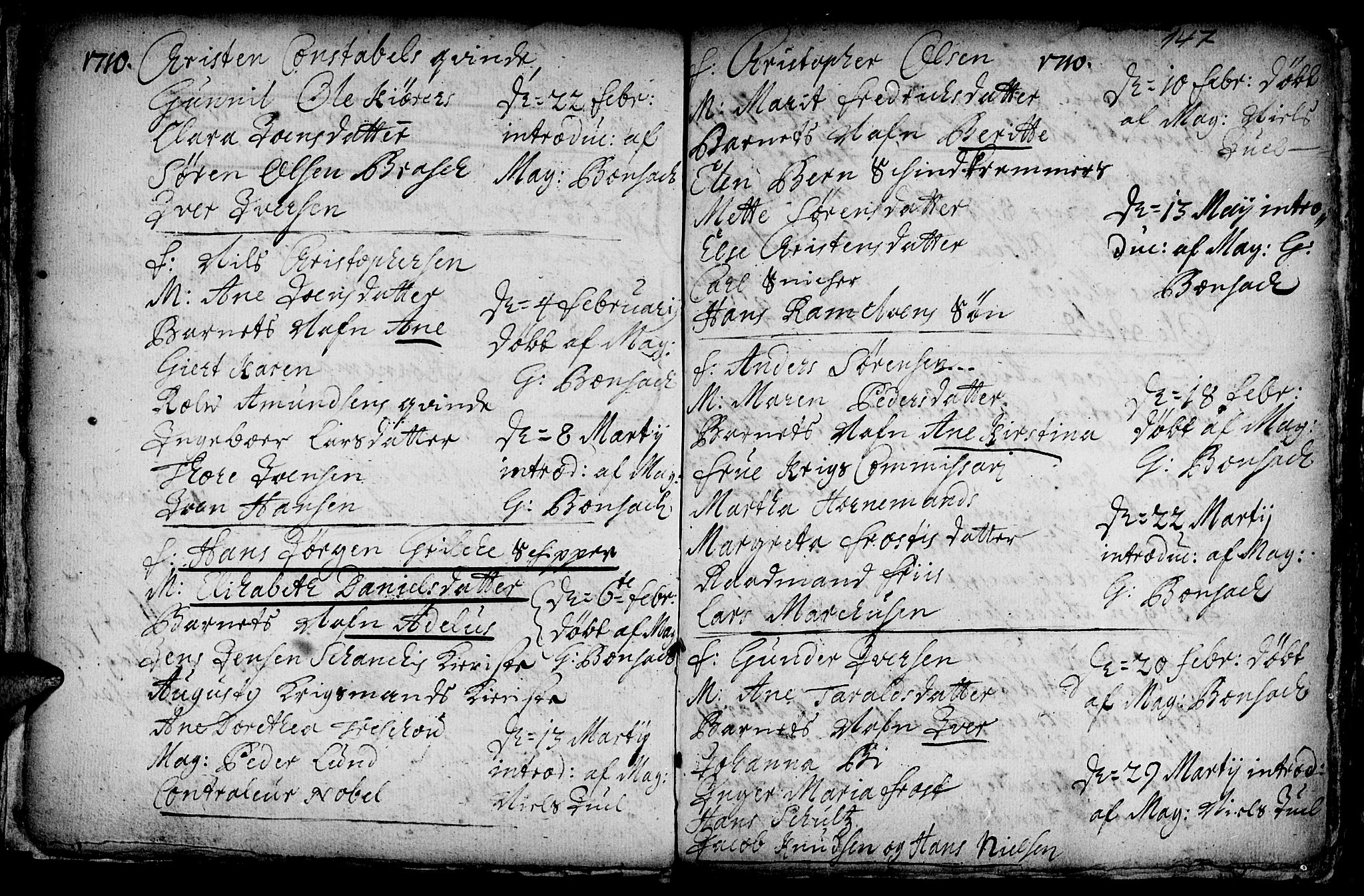 Ministerialprotokoller, klokkerbøker og fødselsregistre - Sør-Trøndelag, SAT/A-1456/601/L0034: Parish register (official) no. 601A02, 1702-1714, p. 147