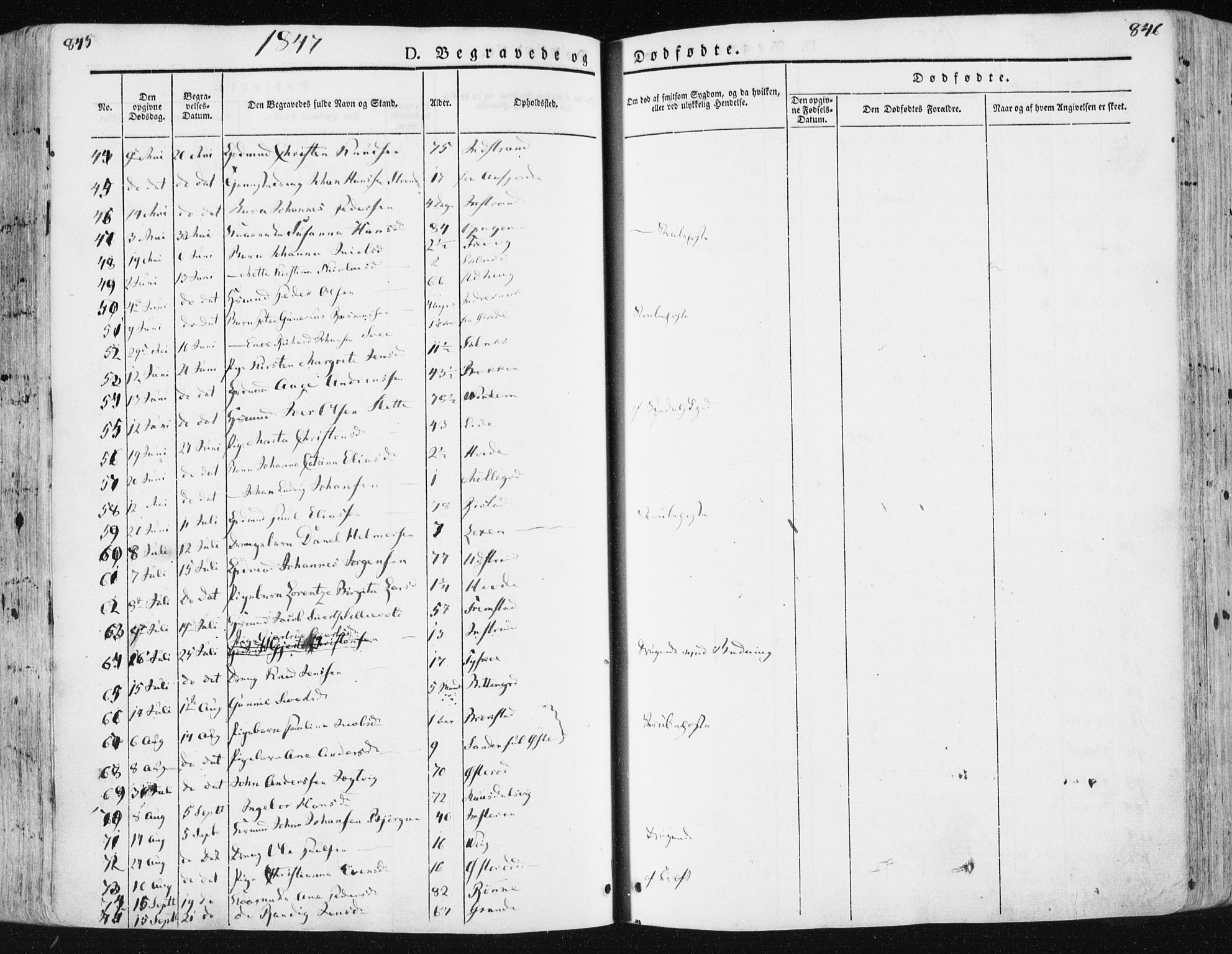 Ministerialprotokoller, klokkerbøker og fødselsregistre - Sør-Trøndelag, SAT/A-1456/659/L0736: Parish register (official) no. 659A06, 1842-1856, p. 845-846