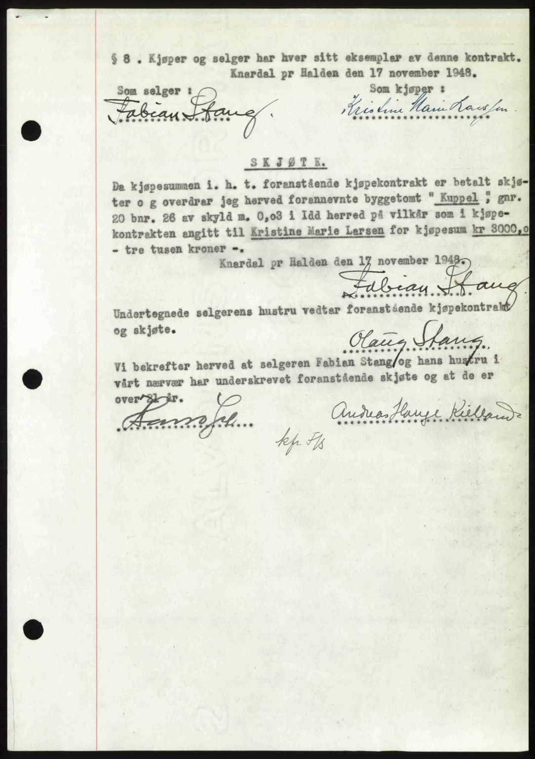 Idd og Marker sorenskriveri, AV/SAO-A-10283/G/Gb/Gbb/L0011: Mortgage book no. A11, 1948-1949, Diary no: : 1955/1948