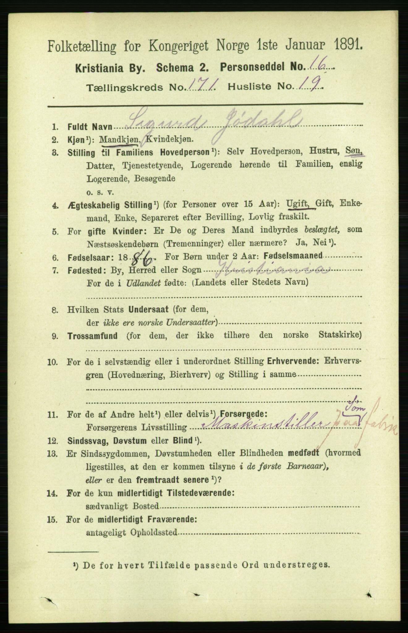 RA, 1891 census for 0301 Kristiania, 1891, p. 101041