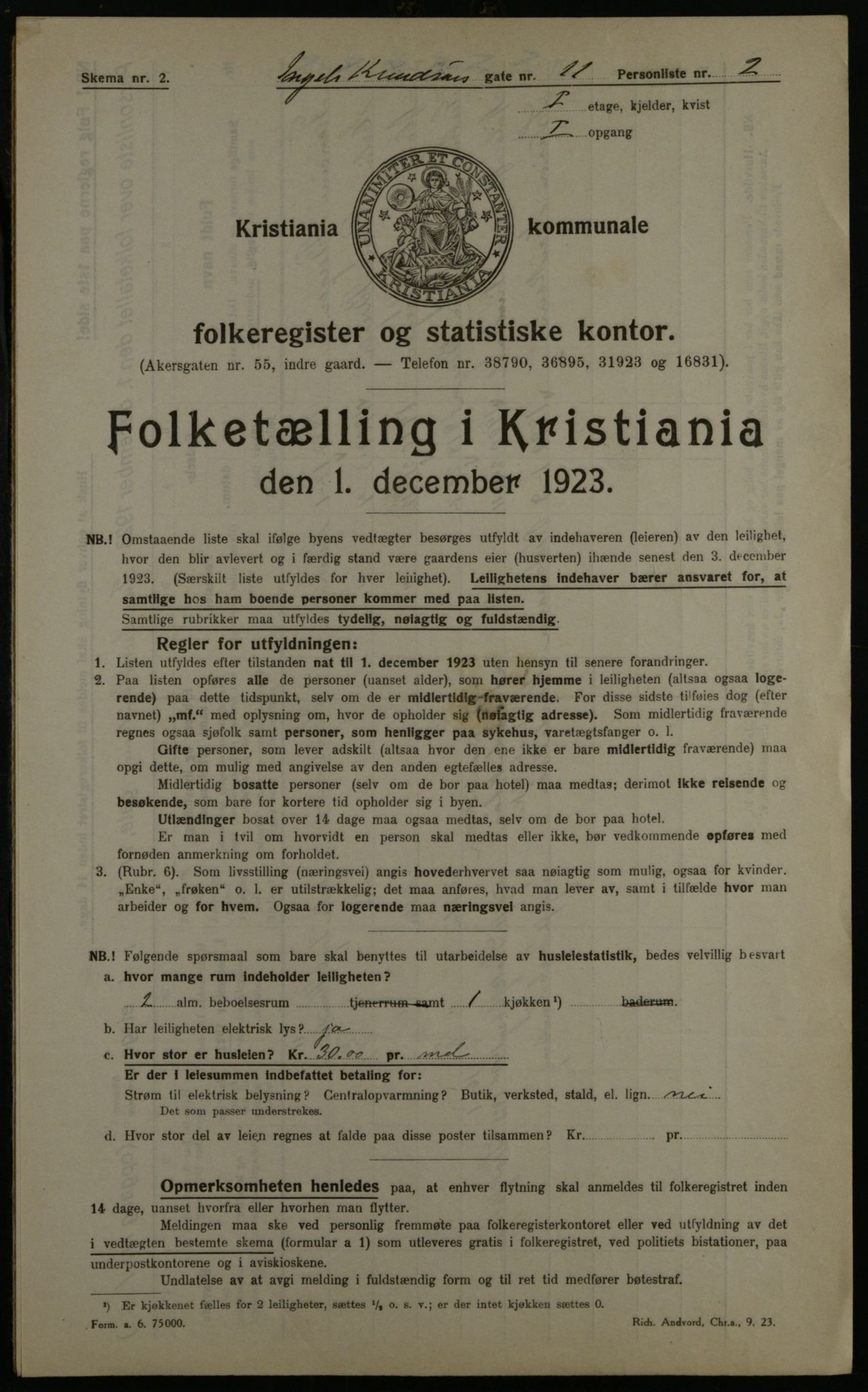 OBA, Municipal Census 1923 for Kristiania, 1923, p. 49064