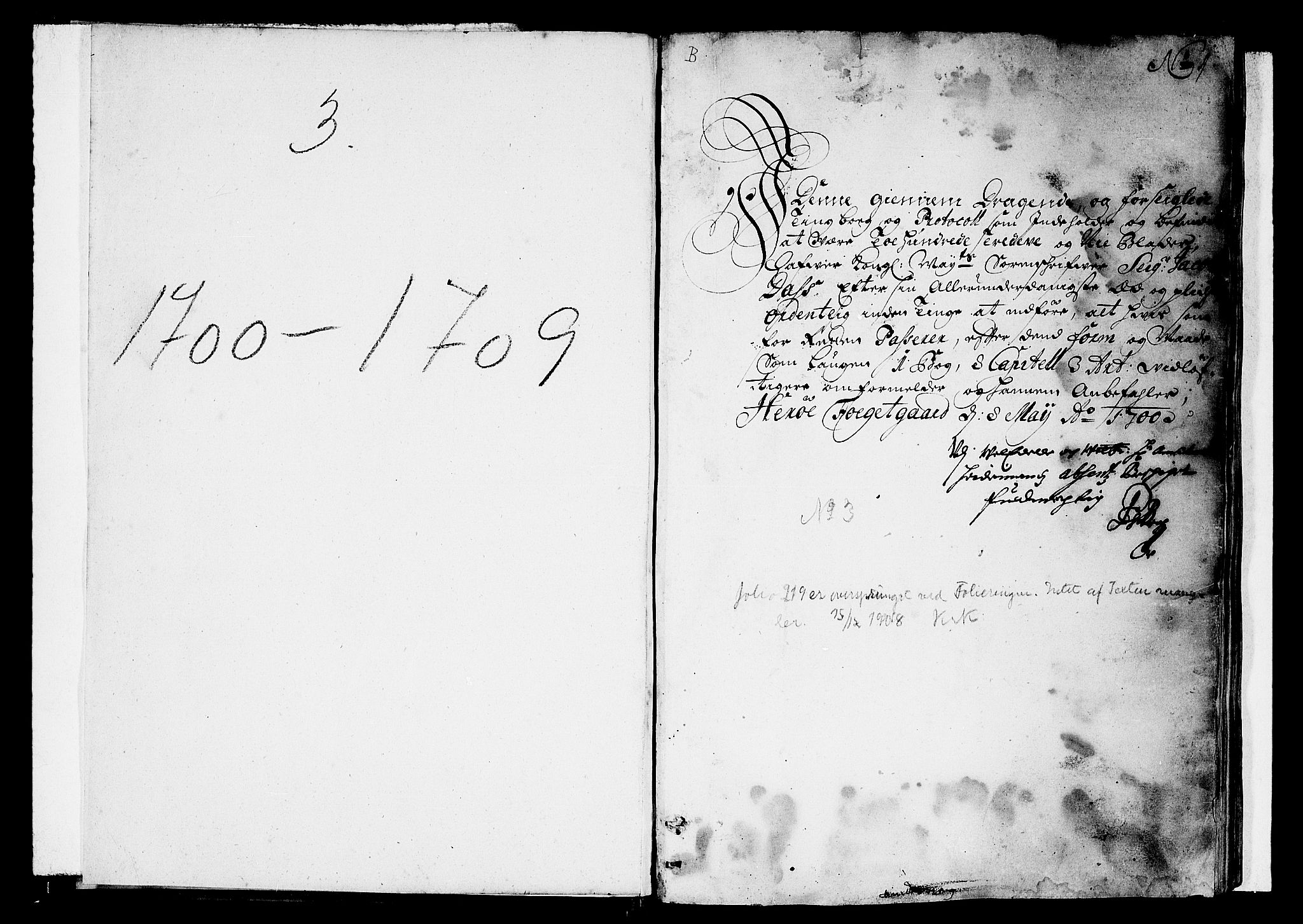 Helgeland sorenskriveri, AV/SAT-A-0004/1/1A/L0003: Tingbok 3, 1700-1709, p. 1