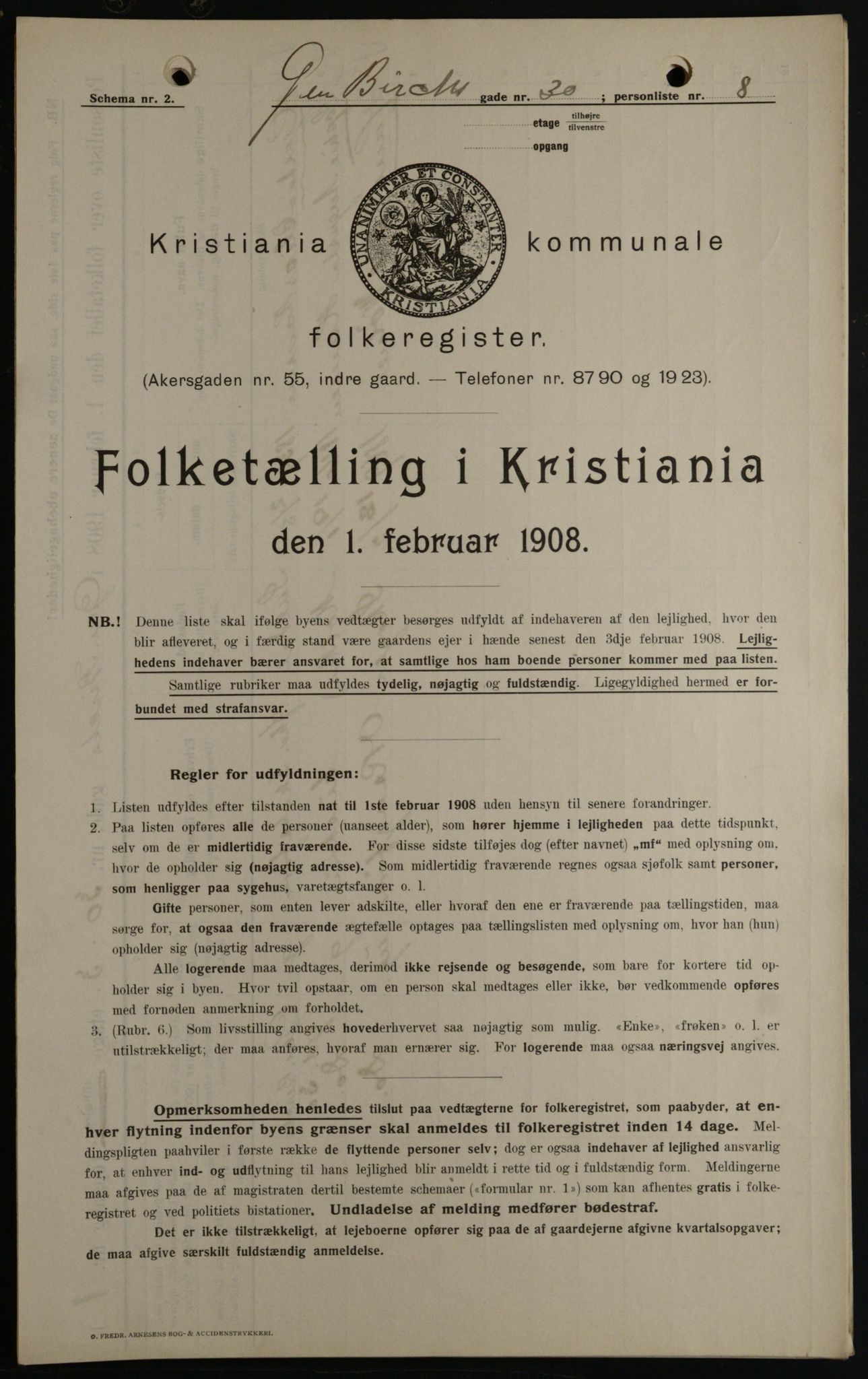 OBA, Municipal Census 1908 for Kristiania, 1908, p. 26194