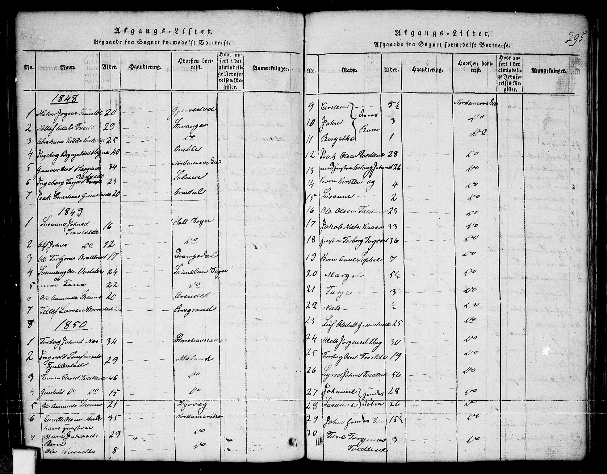 Nissedal kirkebøker, SAKO/A-288/G/Ga/L0001: Parish register (copy) no. I 1, 1814-1860, p. 295