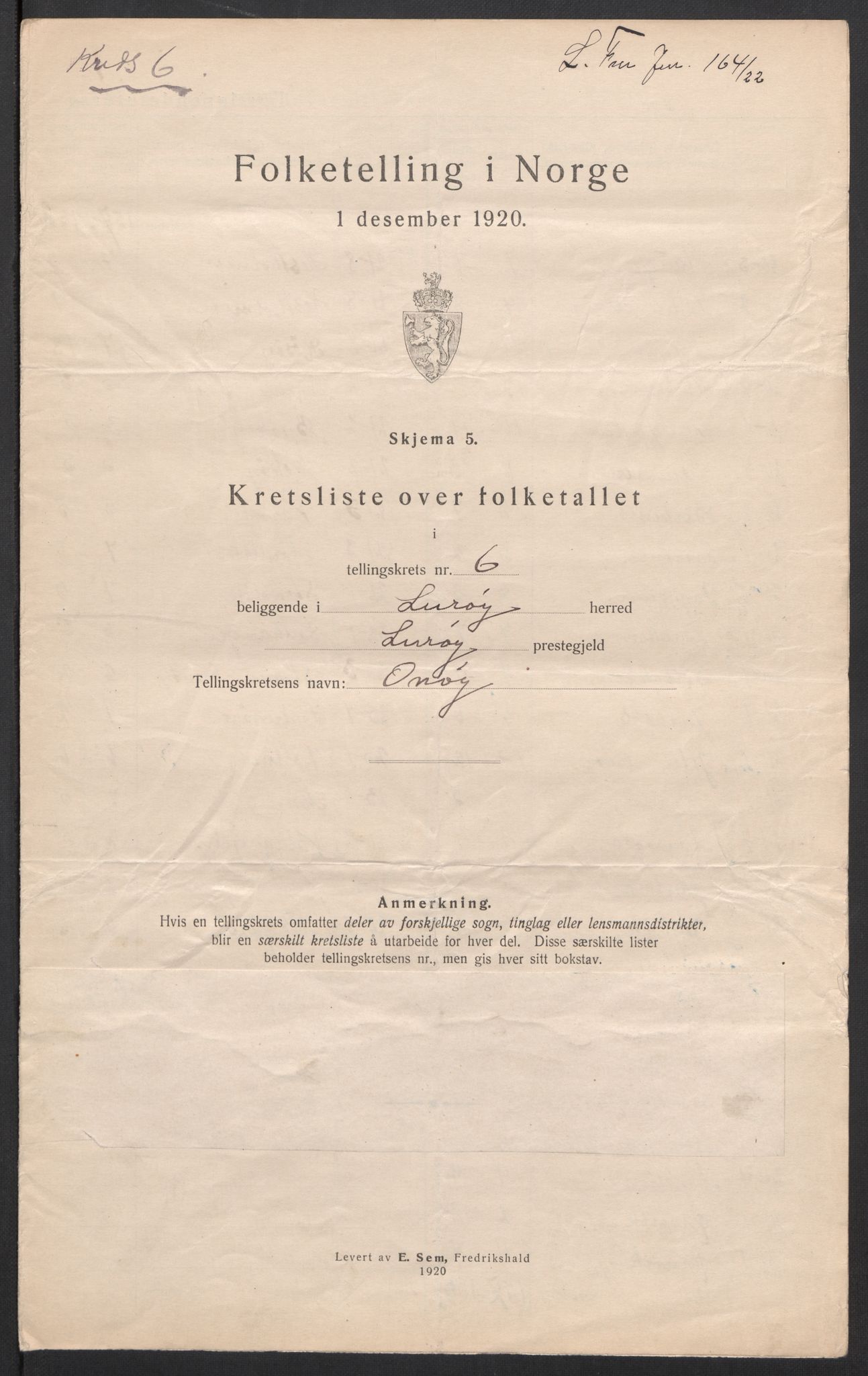 SAT, 1920 census for Lurøy, 1920, p. 25