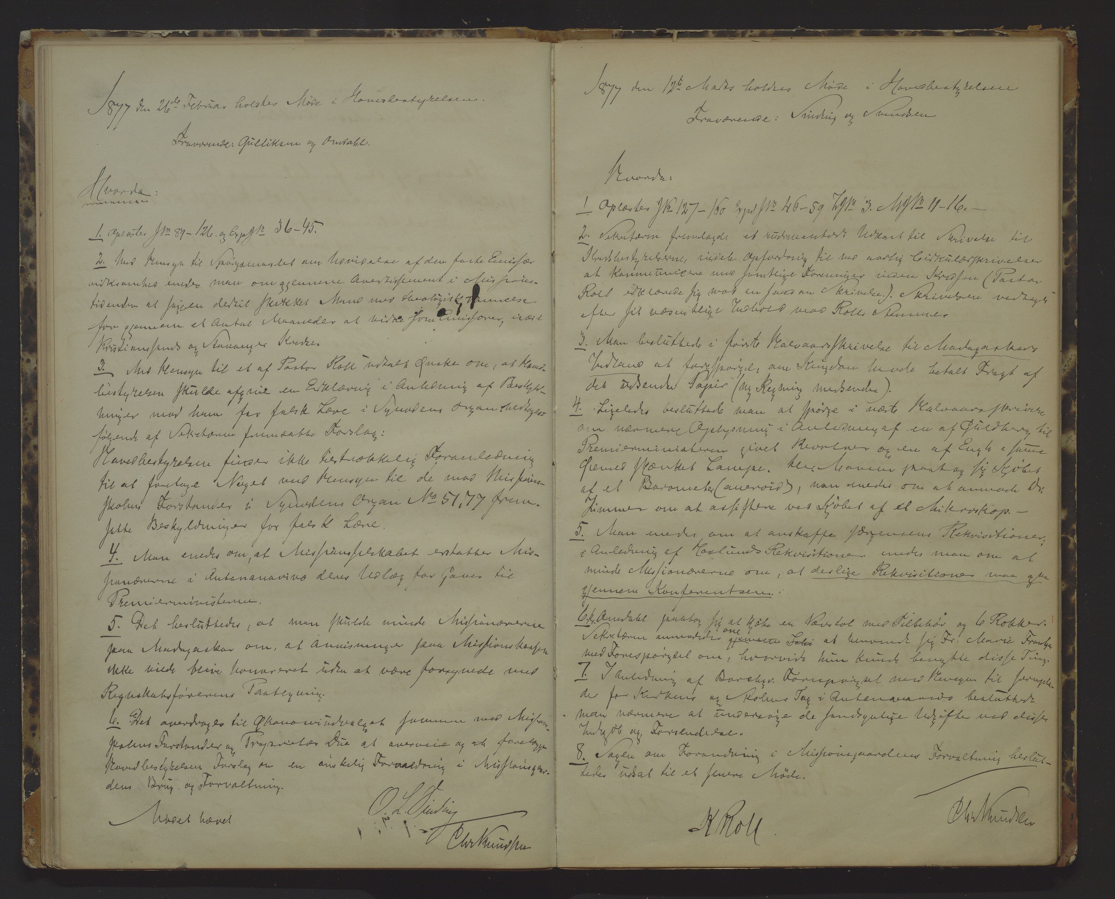 Det Norske Misjonsselskap - hovedadministrasjonen, VID/MA-A-1045/D/Da/Daa/L0009: Styreprotokoll nr. IV, 25. januar 1875 - 9. februar 1881, 1875-1881