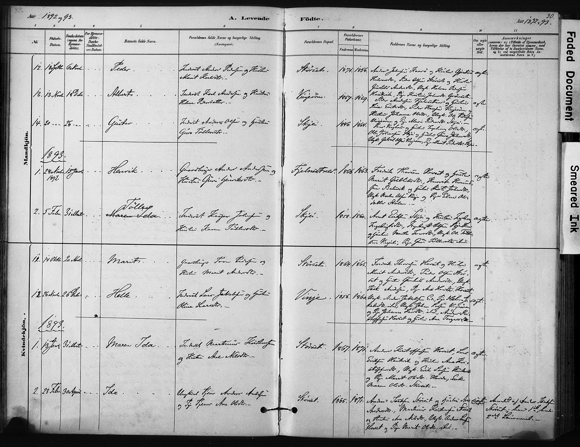Ministerialprotokoller, klokkerbøker og fødselsregistre - Sør-Trøndelag, SAT/A-1456/631/L0512: Parish register (official) no. 631A01, 1879-1912, p. 30