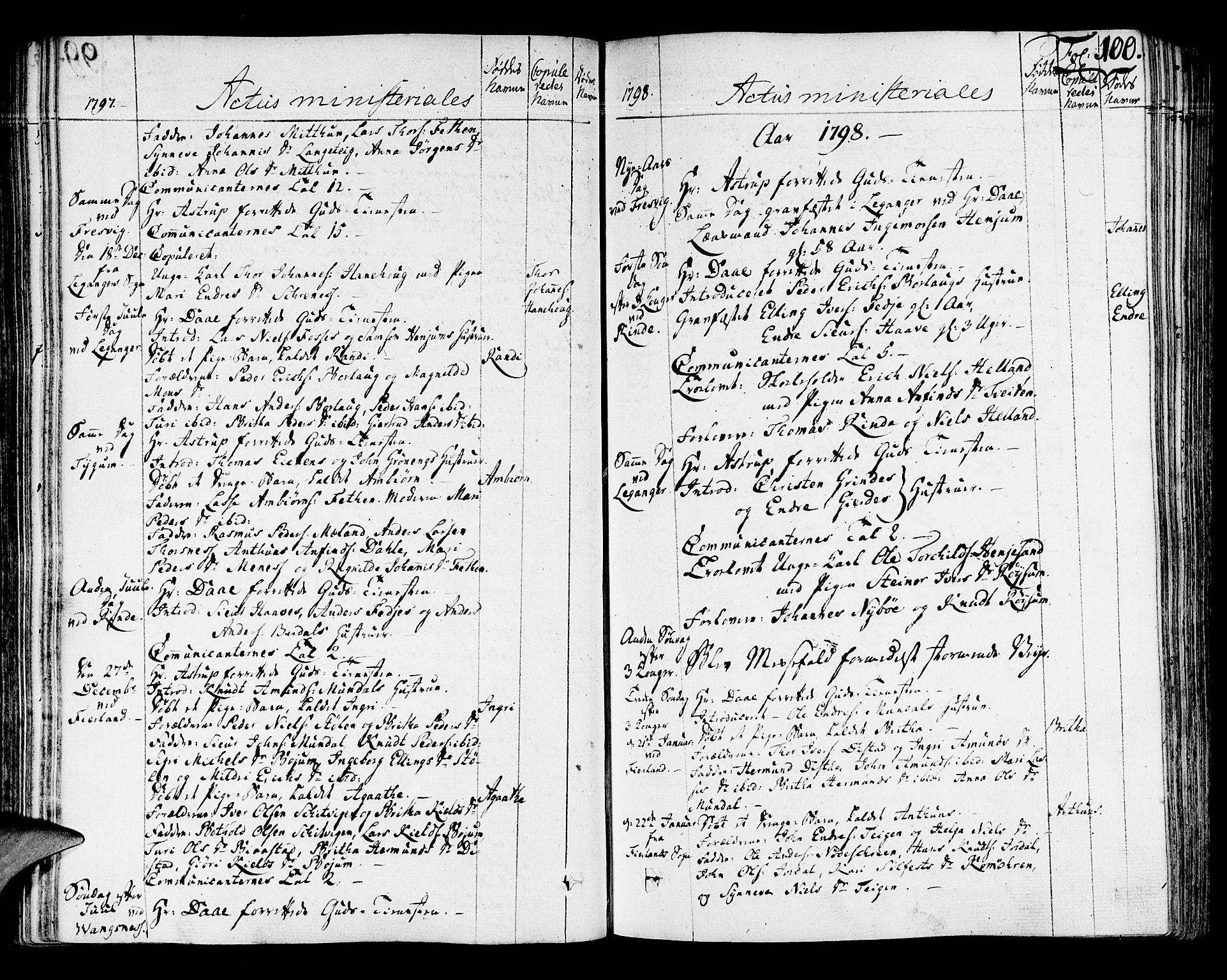 Leikanger sokneprestembete, AV/SAB-A-81001/H/Haa/Haaa/L0005: Parish register (official) no. A 5, 1792-1809, p. 100