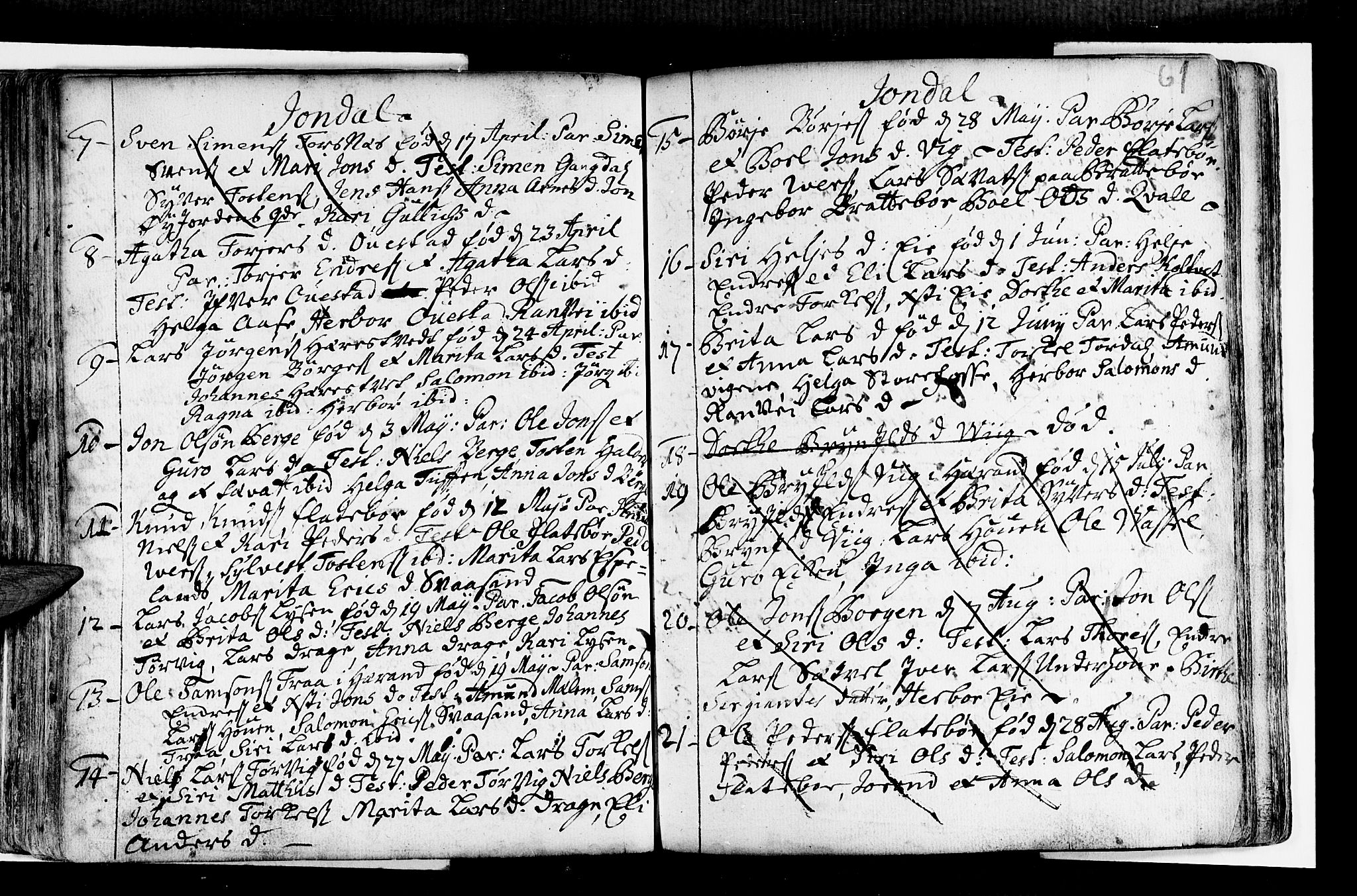 Strandebarm sokneprestembete, AV/SAB-A-78401/H/Haa: Parish register (official) no. A 2 /2, 1727-1750, p. 61