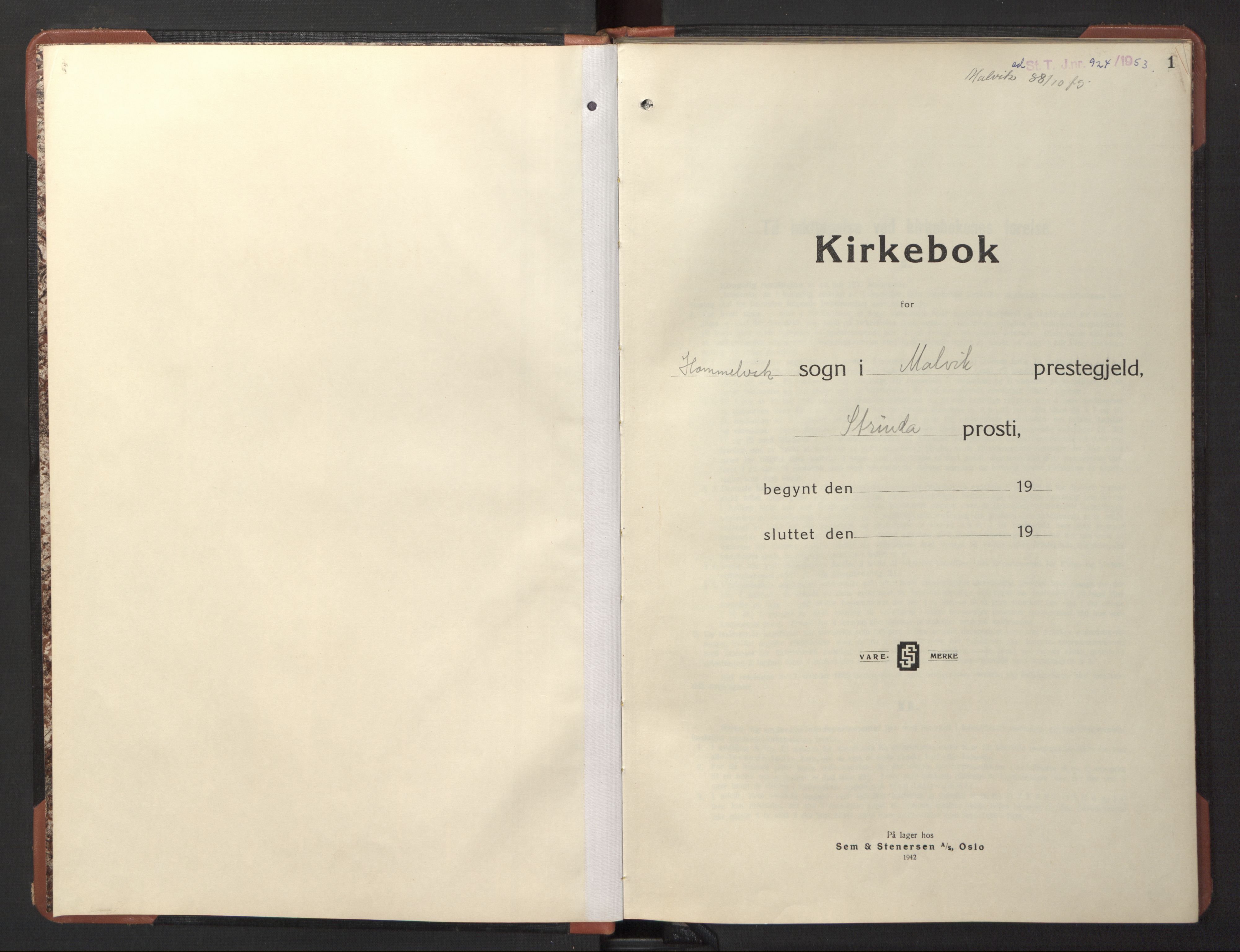 Ministerialprotokoller, klokkerbøker og fødselsregistre - Sør-Trøndelag, SAT/A-1456/617/L0433: Parish register (copy) no. 617C04, 1942-1947, p. 1