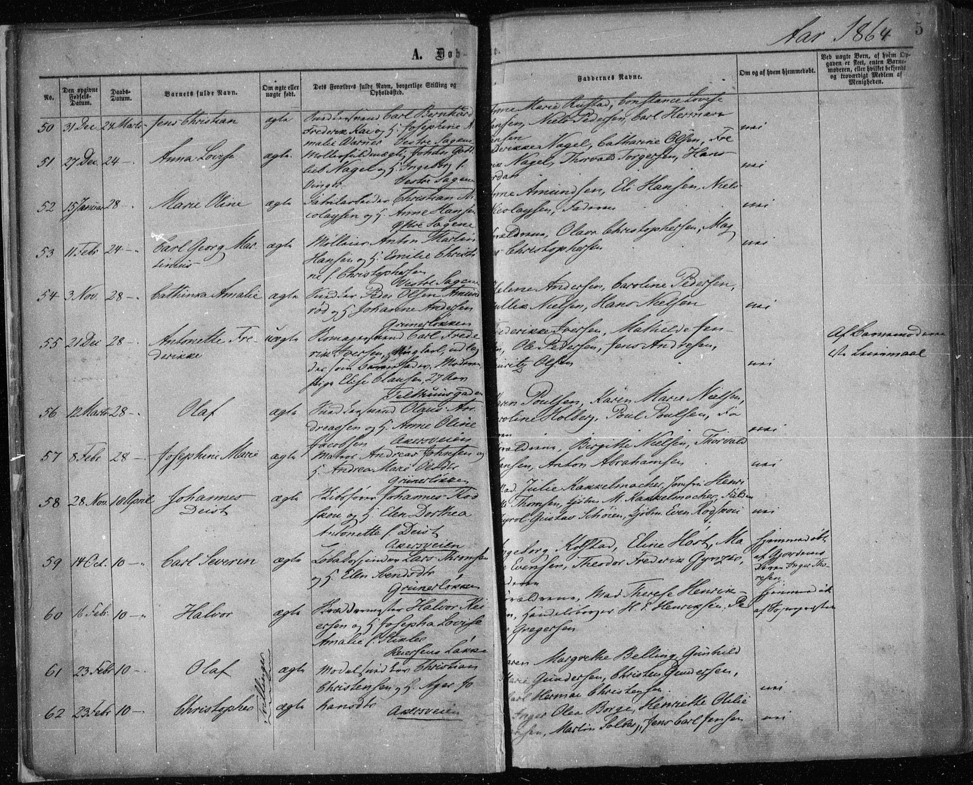 Gamle Aker prestekontor Kirkebøker, AV/SAO-A-10617a/F/L0002: Parish register (official) no. 2, 1864-1872, p. 5