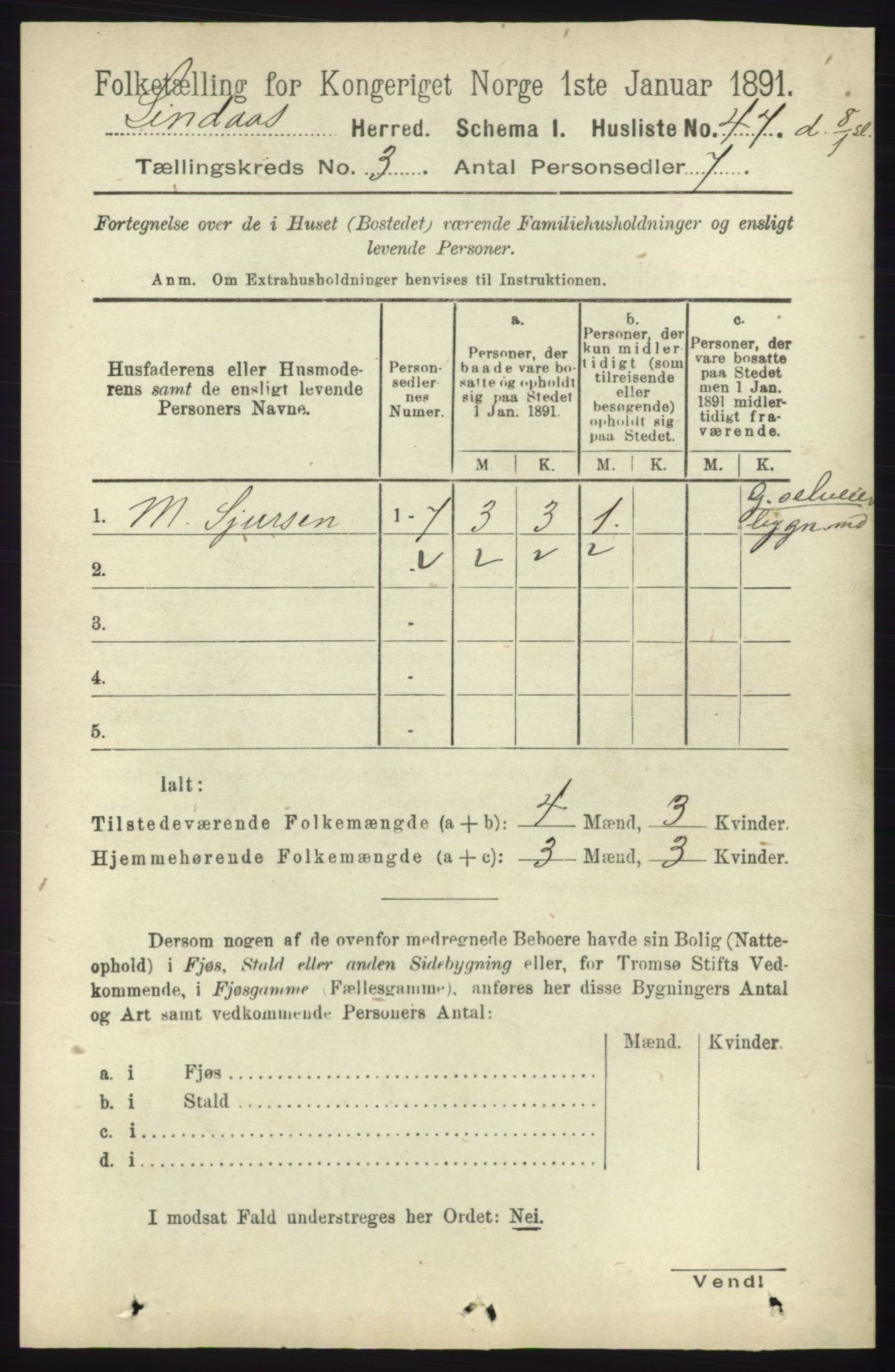 RA, 1891 census for 1263 Lindås, 1891, p. 803