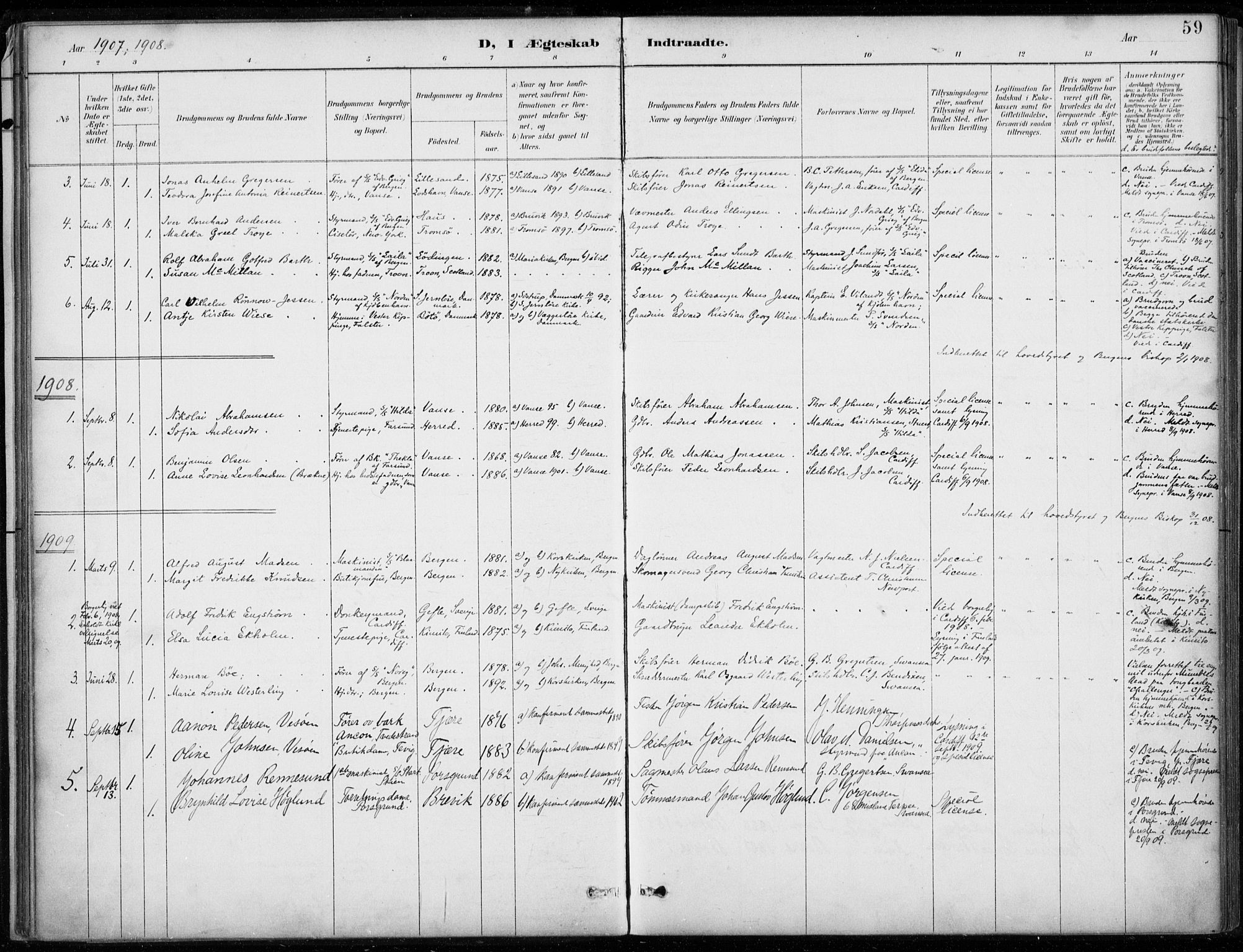 Den norske sjømannsmisjon i utlandet/Bristolhavnene(Cardiff-Swansea), SAB/SAB/PA-0102/H/Ha/Haa/L0002: Parish register (official) no. A 2, 1887-1932, p. 59