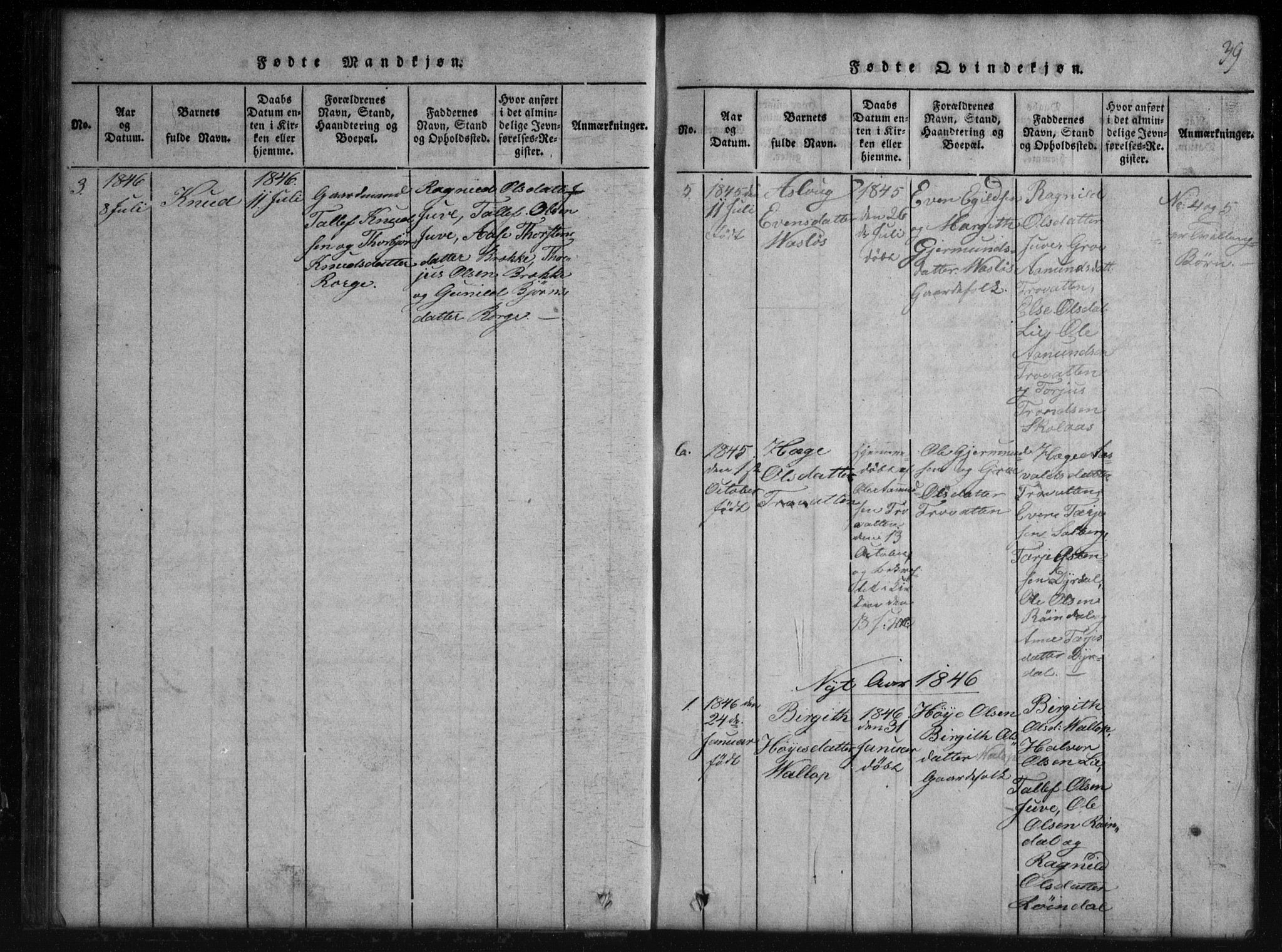 Rauland kirkebøker, SAKO/A-292/G/Gb/L0001: Parish register (copy) no. II 1, 1815-1886, p. 39