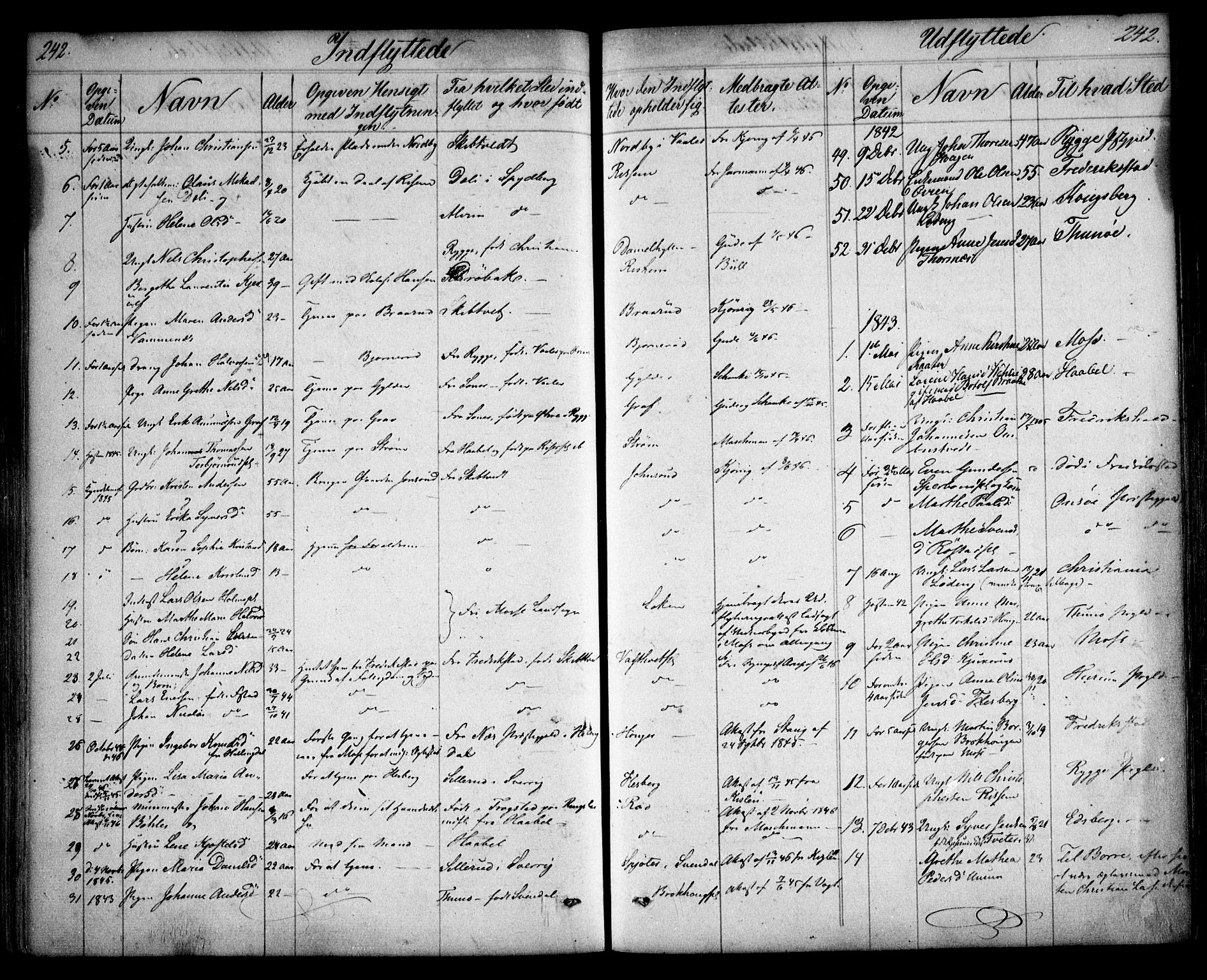 Våler prestekontor Kirkebøker, AV/SAO-A-11083/F/Fa/L0006: Parish register (official) no. I 6, 1840-1861, p. 242