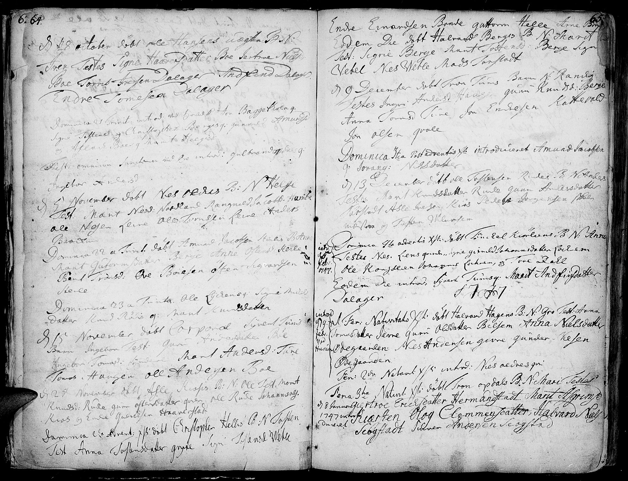 Vang prestekontor, Valdres, AV/SAH-PREST-140/H/Ha/L0001: Parish register (official) no. 1, 1730-1796, p. 64-65