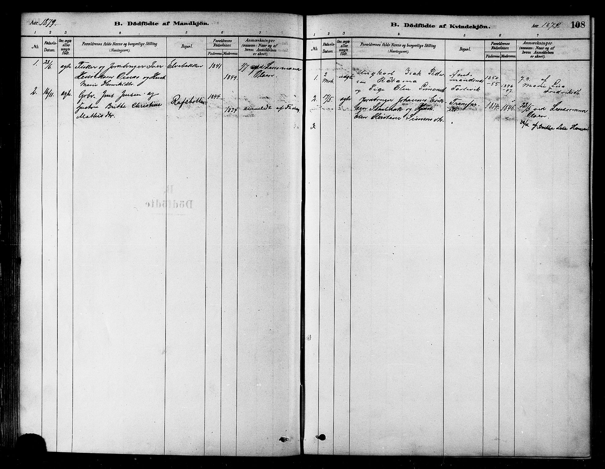 Alta sokneprestkontor, SATØ/S-1338/H/Ha/L0002.kirke: Parish register (official) no. 2, 1879-1892, p. 108