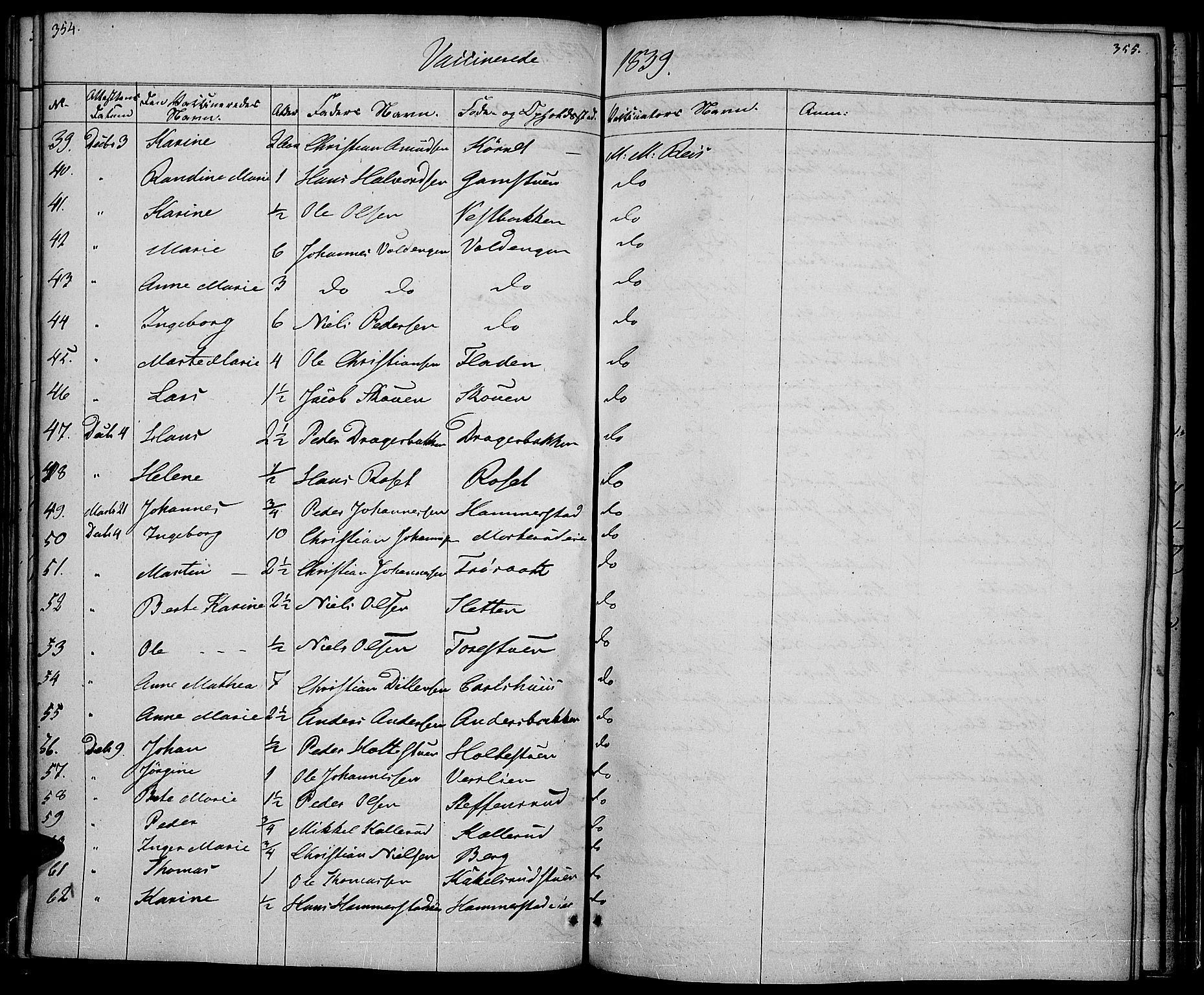 Vestre Toten prestekontor, AV/SAH-PREST-108/H/Ha/Haa/L0003: Parish register (official) no. 3, 1836-1843, p. 354-355