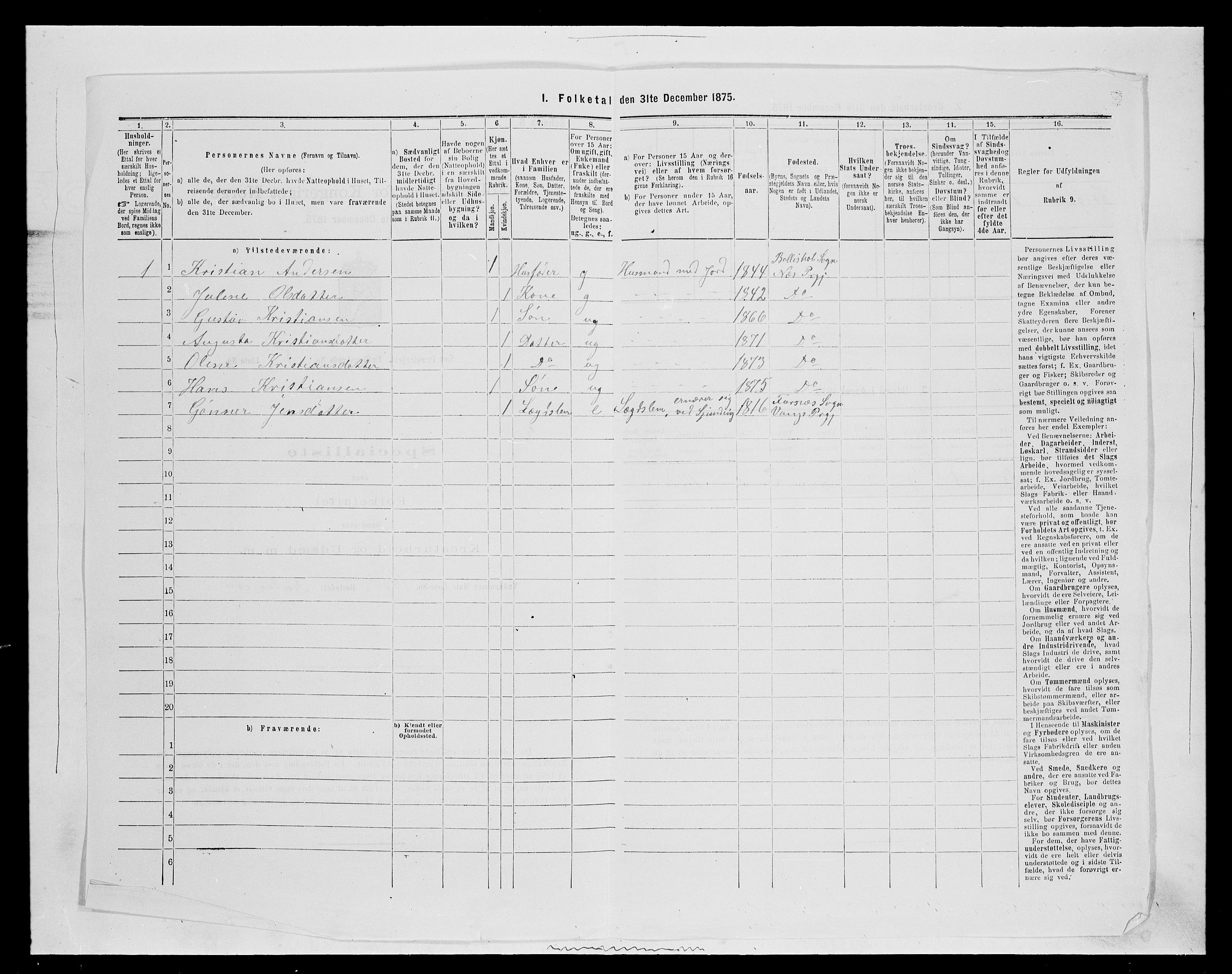 SAH, 1875 census for 0411P Nes, 1875, p. 938