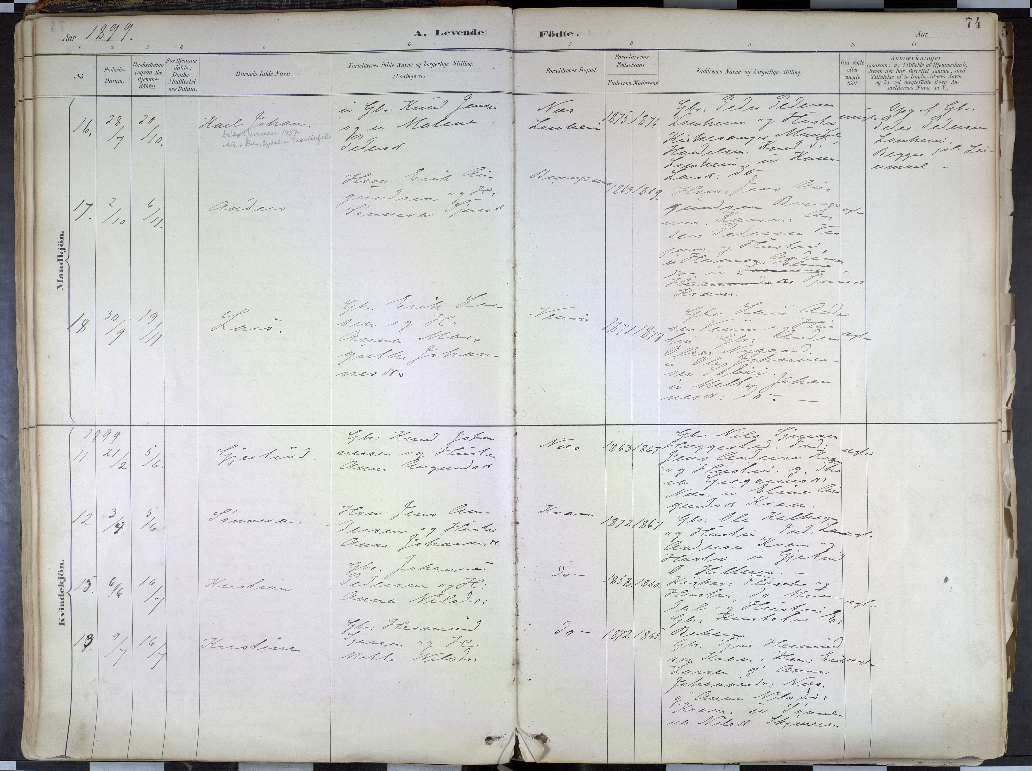 Hafslo sokneprestembete, AV/SAB-A-80301/H/Haa/Haab/L0001: Parish register (official) no. B 1, 1886-1945, p. 74