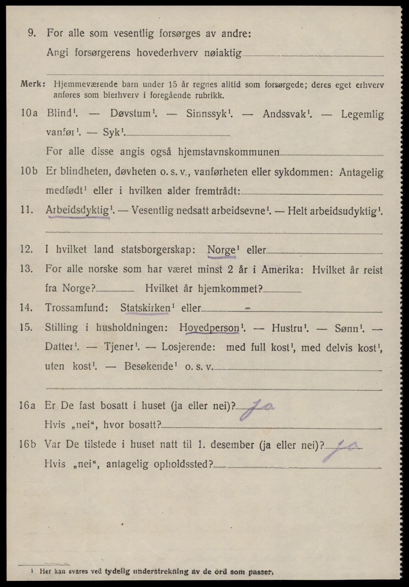 SAT, 1920 census for Volda, 1920, p. 13601