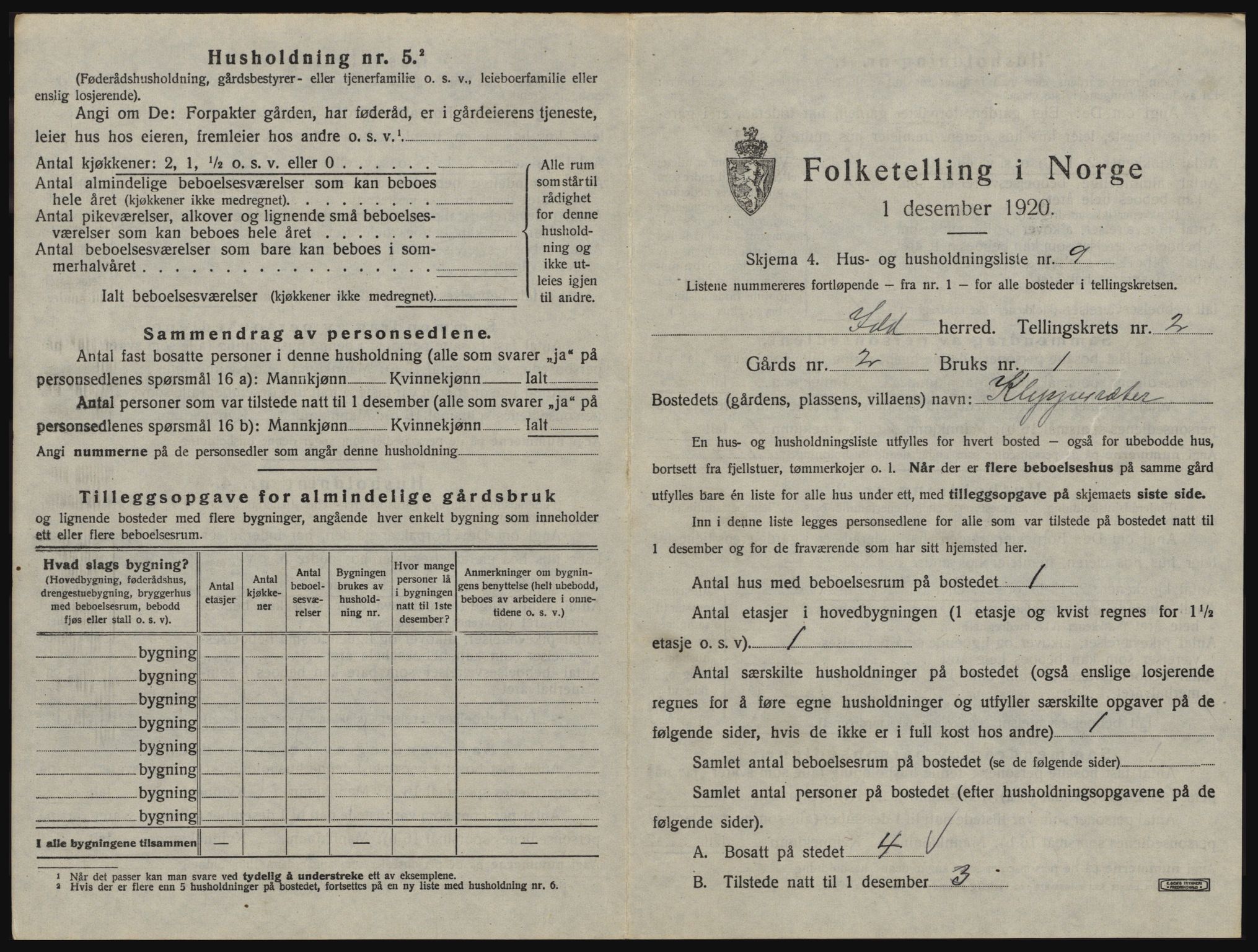 SAO, 1920 census for Idd, 1920, p. 134