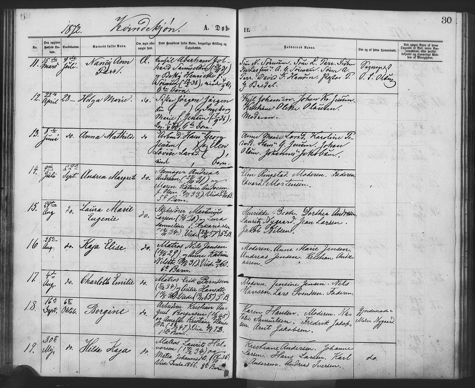 Drøbak prestekontor Kirkebøker, AV/SAO-A-10142a/F/Fa/L0003: Parish register (official) no. I 3, 1871-1877, p. 30