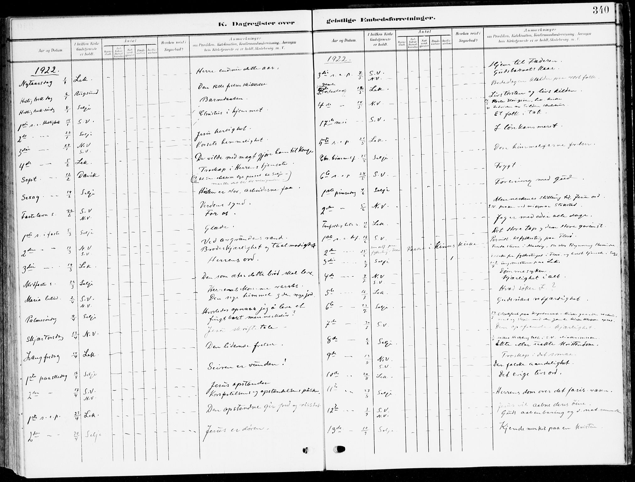 Selje sokneprestembete, AV/SAB-A-99938/H/Ha/Haa/Haab: Parish register (official) no. B 3, 1908-1923, p. 340