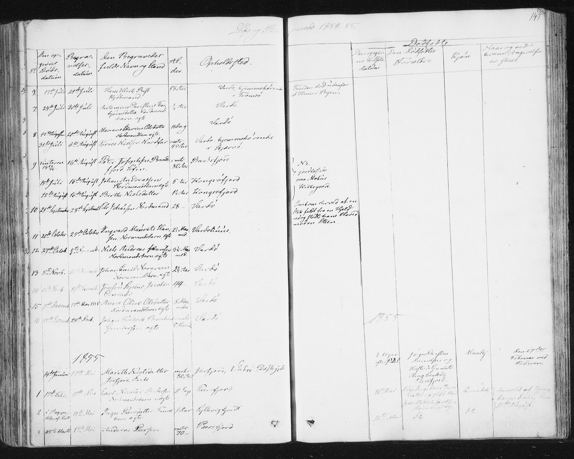 Vardø sokneprestkontor, SATØ/S-1332/H/Ha/L0003kirke: Parish register (official) no. 3, 1843-1861, p. 147