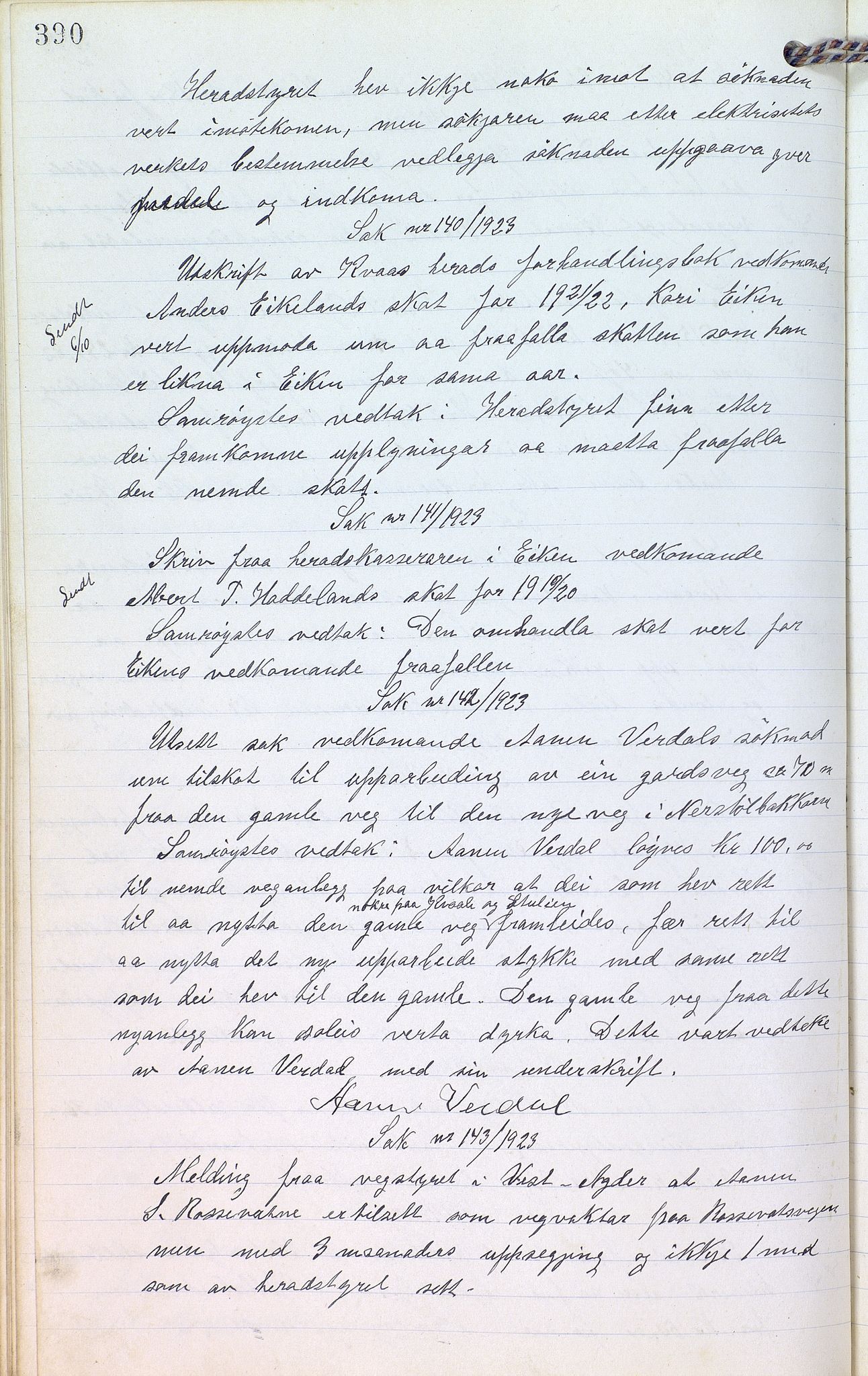 Eiken kommune - Formannskapet, ARKSOR/1034EI120/A/L0001: Møtebok, 1916-1925, p. 390