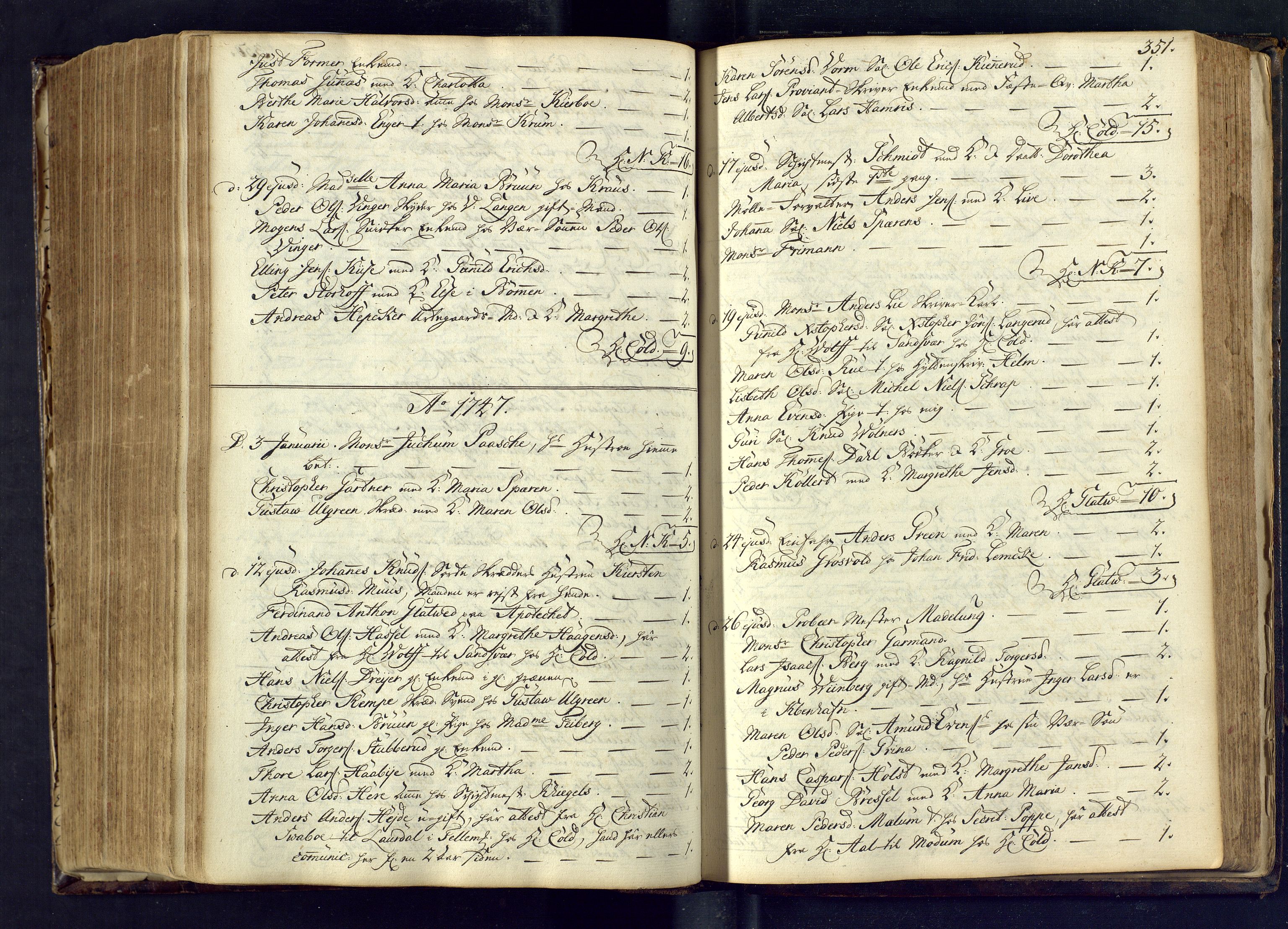 Kongsberg kirkebøker, SAKO/A-22/M/Ma/L0003: Communicants register no. 3, 1745-1750, p. 351