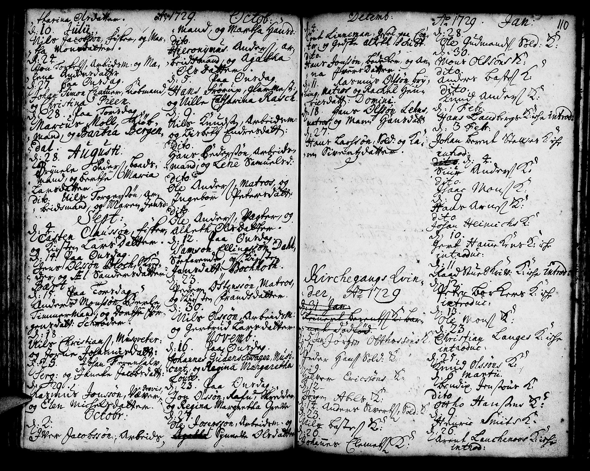 Korskirken sokneprestembete, AV/SAB-A-76101/H/Haa/L0008: Parish register (official) no. A 8, 1698-1747, p. 110