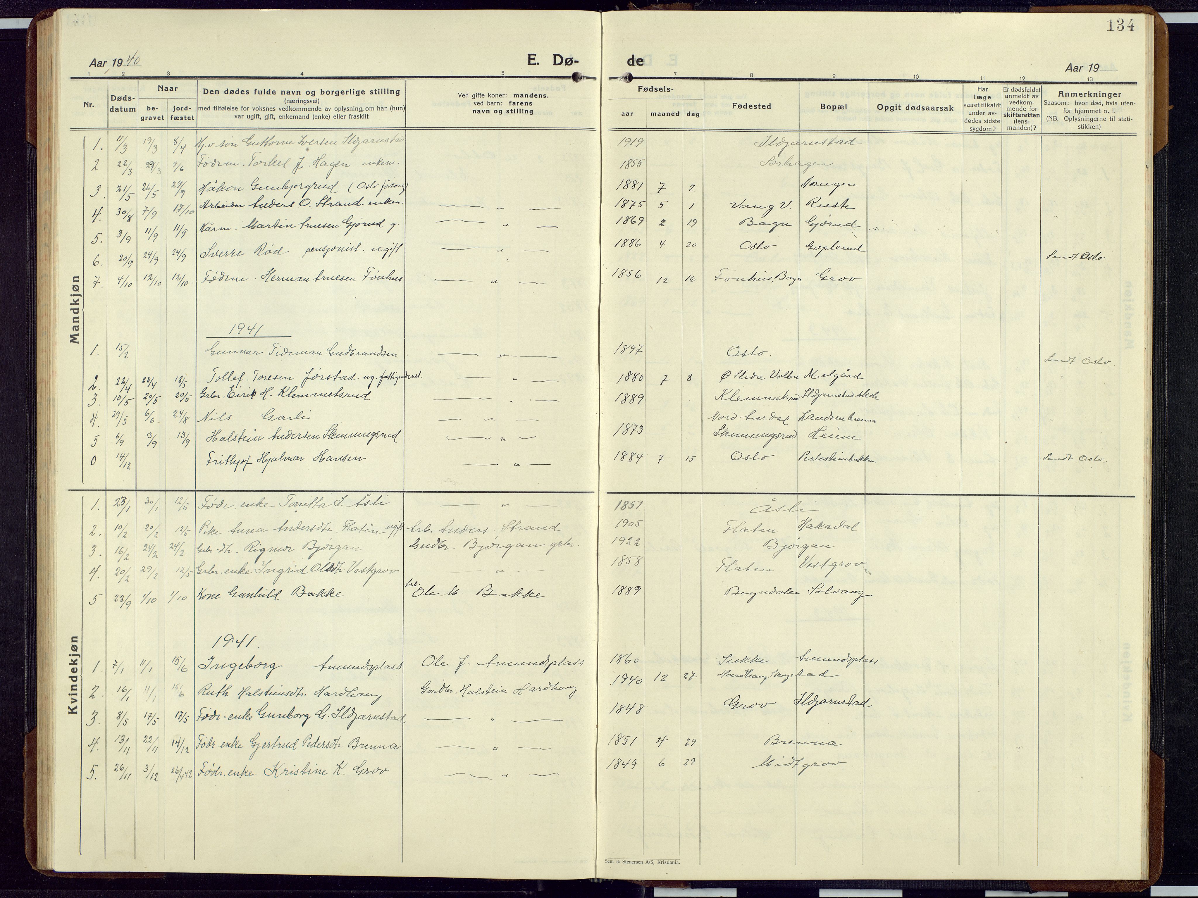 Sør-Aurdal prestekontor, AV/SAH-PREST-128/H/Ha/Hab/L0012: Parish register (copy) no. 12, 1924-1956, p. 134