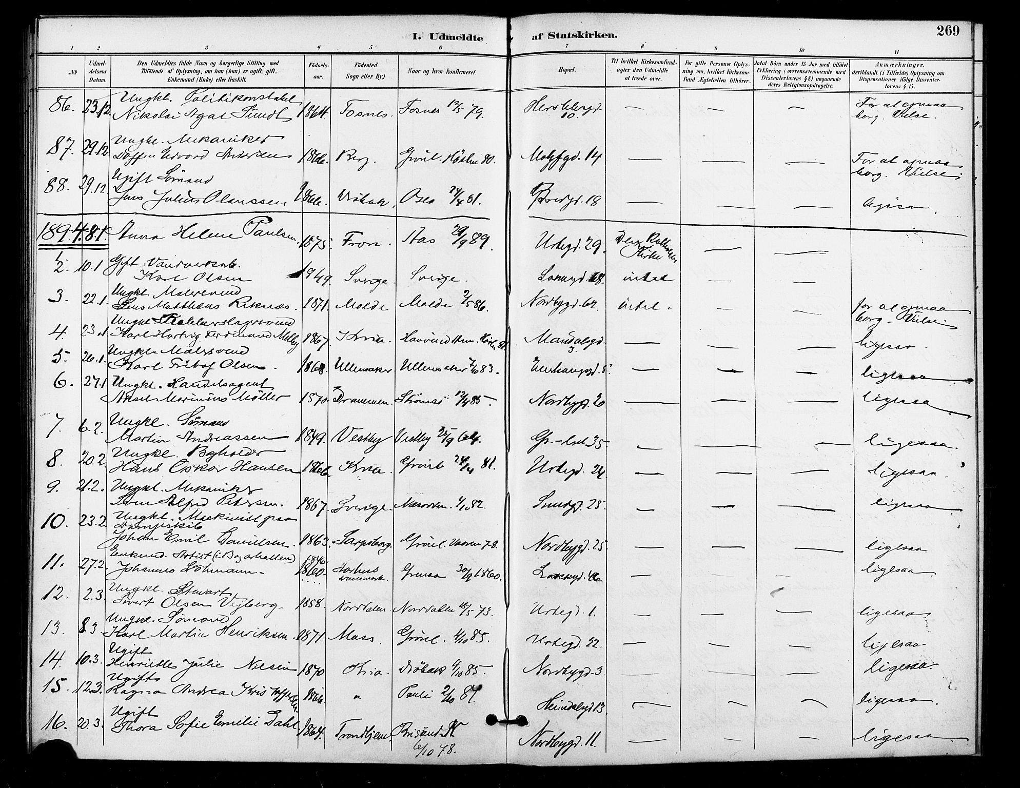 Grønland prestekontor Kirkebøker, AV/SAO-A-10848/F/Fa/L0011: Parish register (official) no. 11, 1892-1907, p. 269