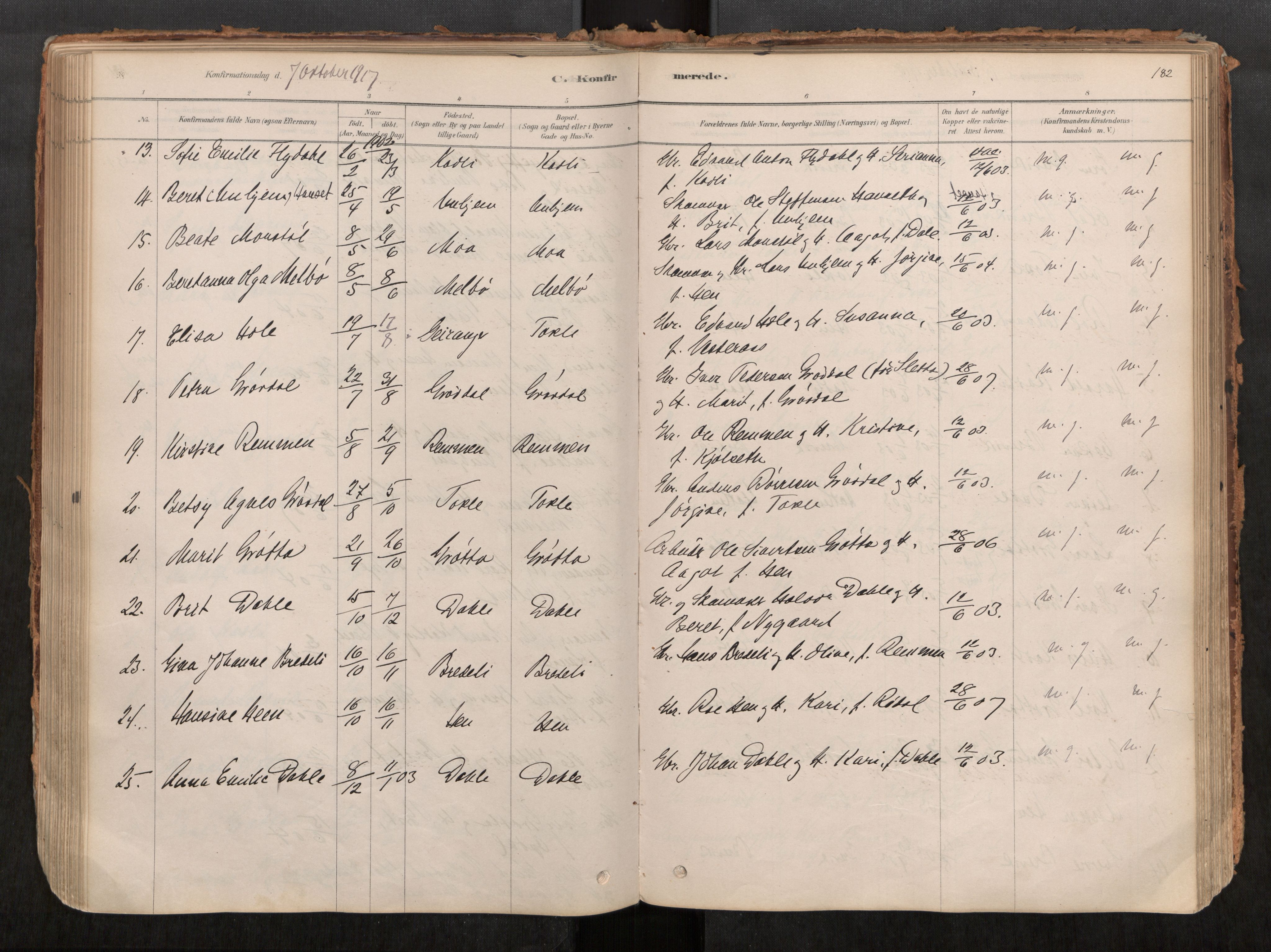 Ministerialprotokoller, klokkerbøker og fødselsregistre - Møre og Romsdal, AV/SAT-A-1454/545/L0594: Parish register (official) no. 545A03, 1878-1920, p. 182