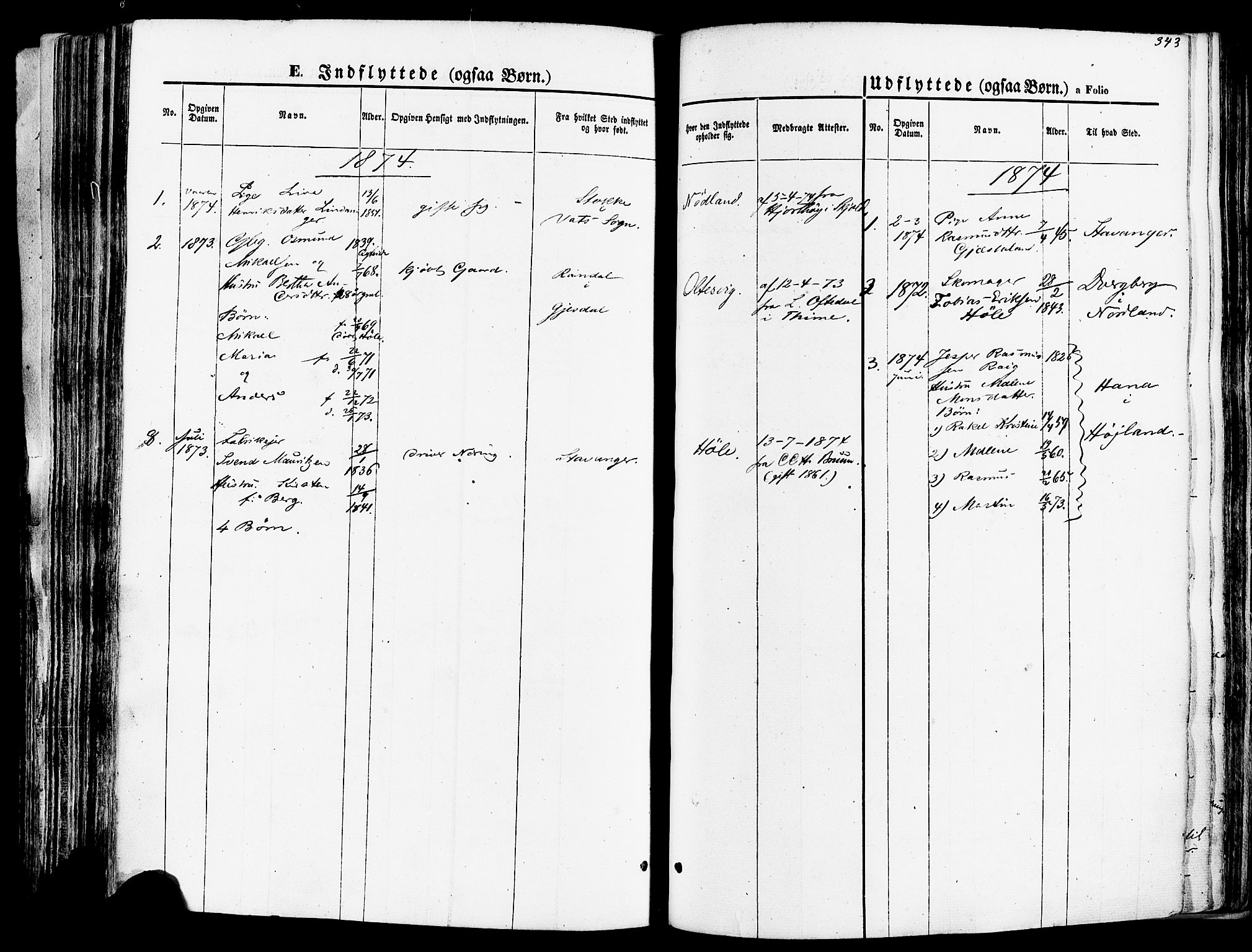 Høgsfjord sokneprestkontor, AV/SAST-A-101624/H/Ha/Haa/L0002: Parish register (official) no. A 2, 1855-1885, p. 343