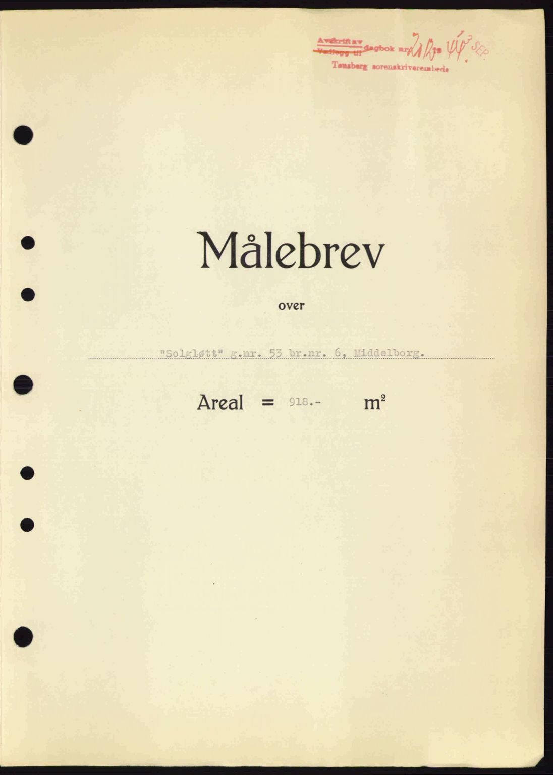 Tønsberg sorenskriveri, AV/SAKO-A-130/G/Ga/Gaa/L0016: Mortgage book no. A16, 1944-1945, Diary no: : 2012/1944