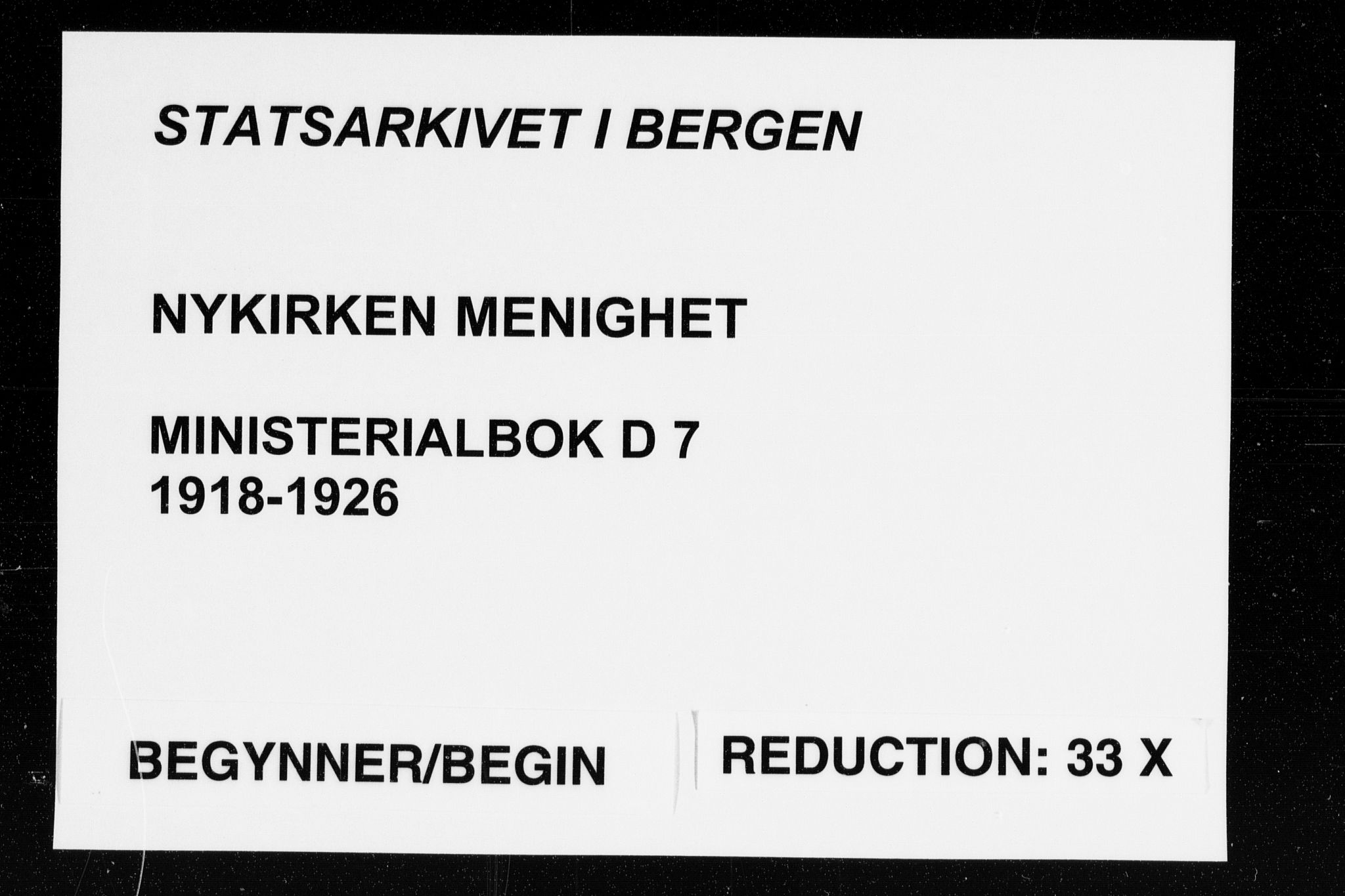 Nykirken Sokneprestembete, SAB/A-77101/H/Haa/L0037: Parish register (official) no. D 7, 1918-1926