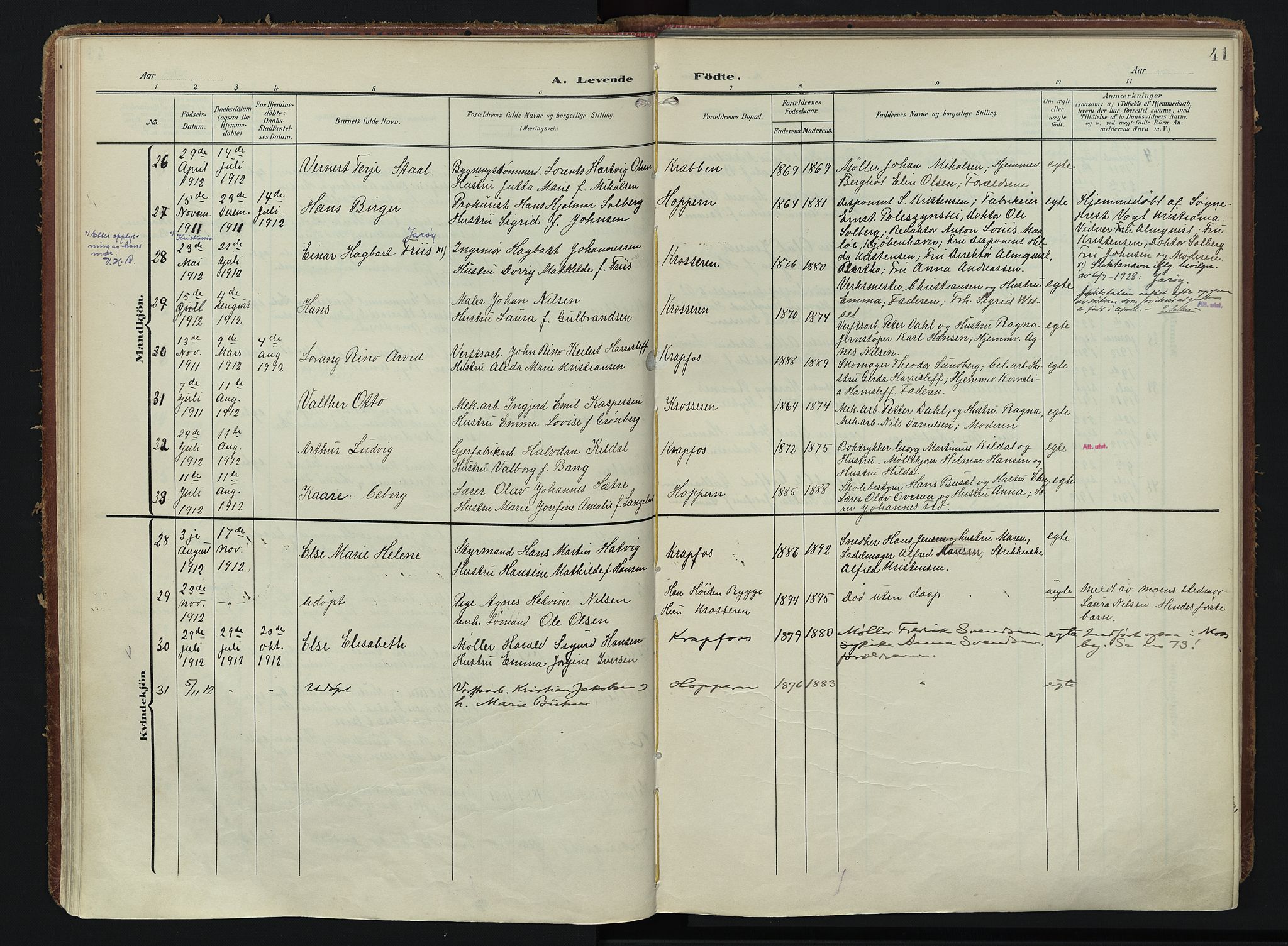 Moss prestekontor Kirkebøker, AV/SAO-A-2003/F/Fc/L0003: Parish register (official) no. III 3, 1906-1914, p. 41
