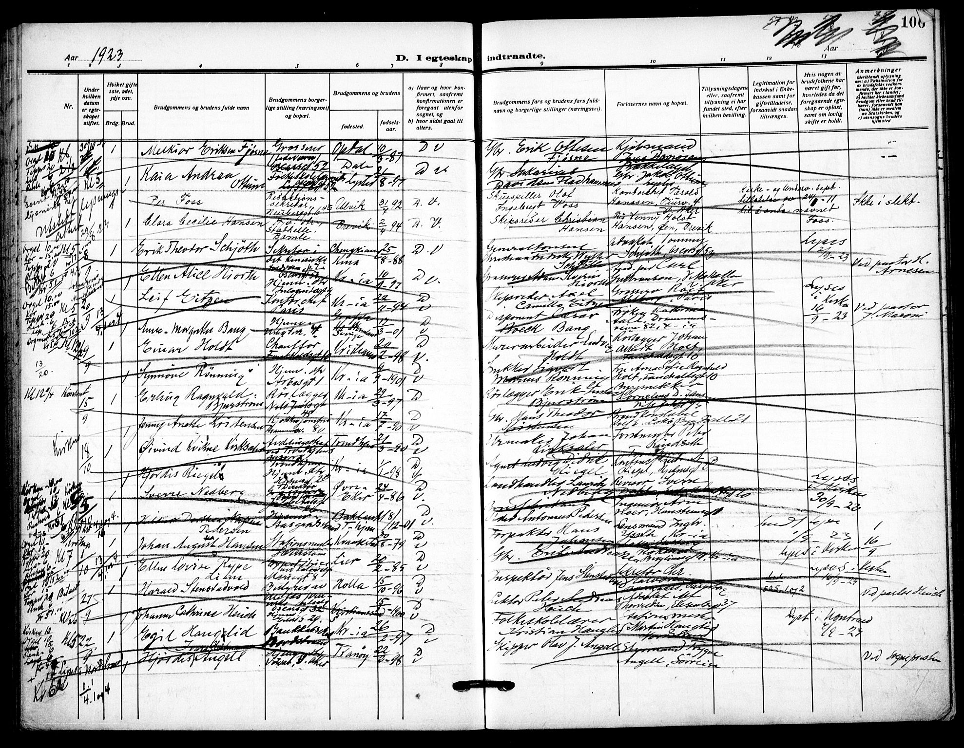 Uranienborg prestekontor Kirkebøker, SAO/A-10877/H/Ha/L0005: Banns register no. I 5, 1915-1928, p. 106