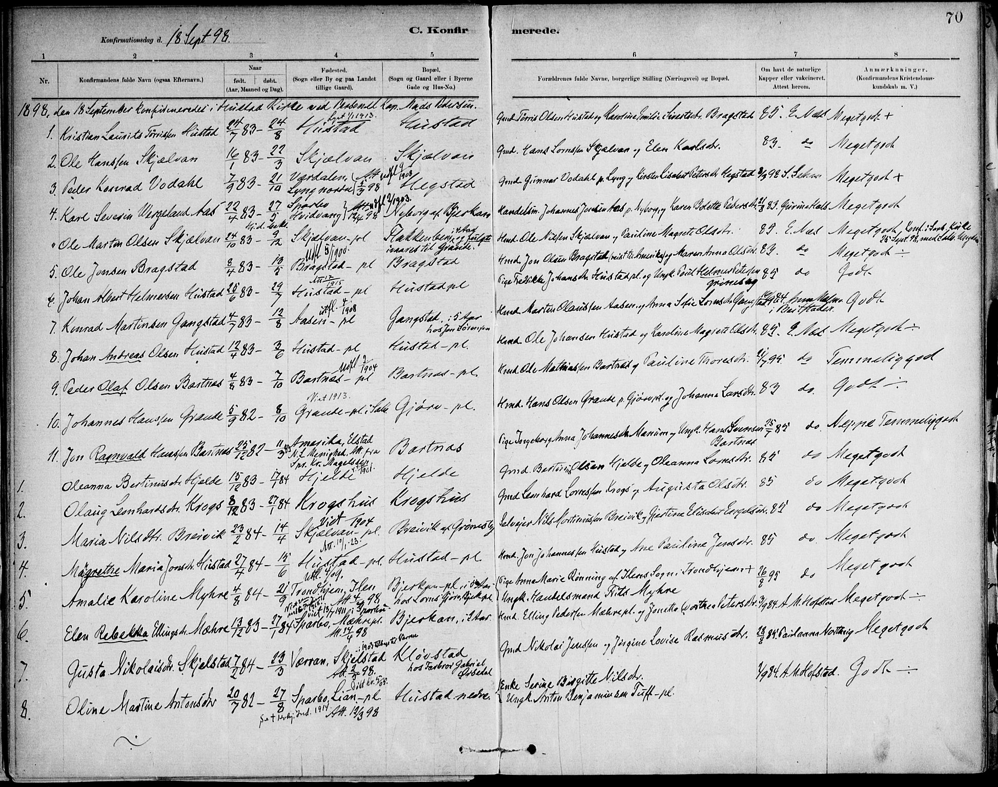 Ministerialprotokoller, klokkerbøker og fødselsregistre - Nord-Trøndelag, SAT/A-1458/732/L0316: Parish register (official) no. 732A01, 1879-1921, p. 70