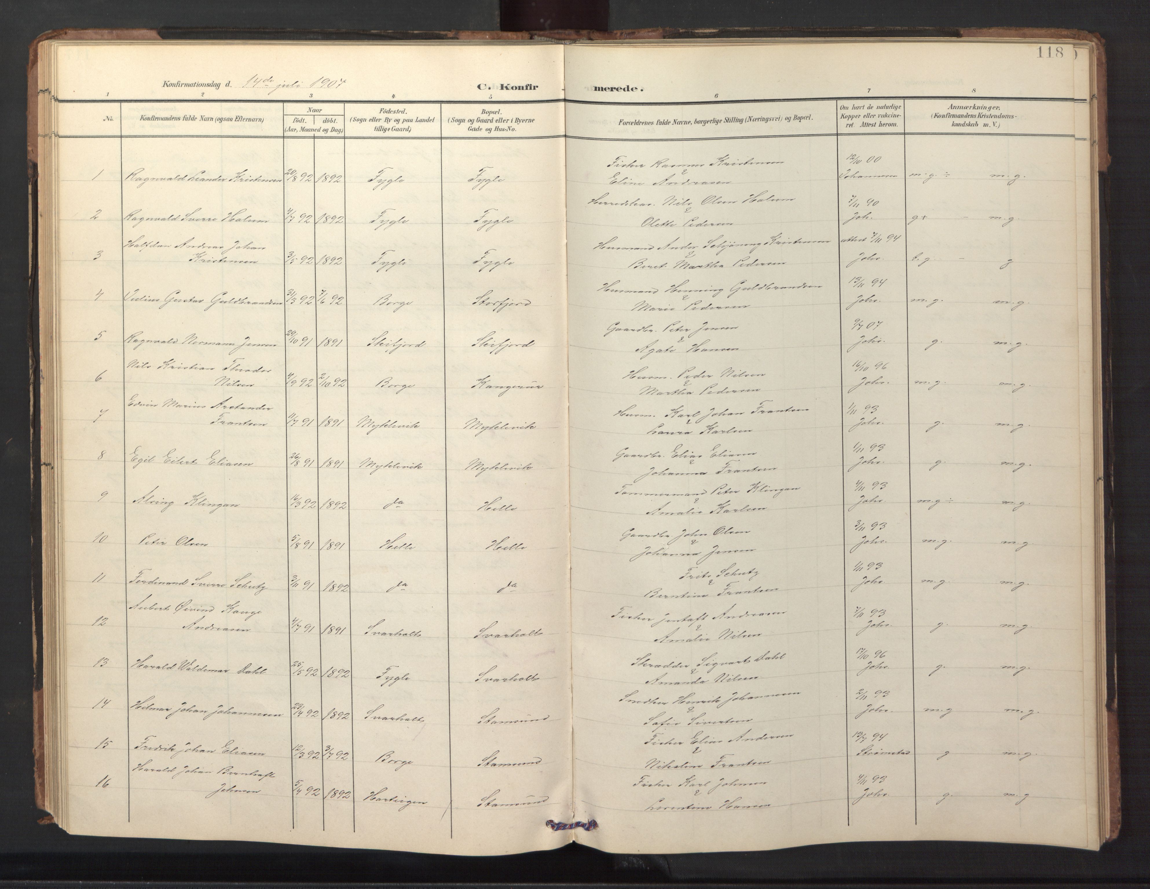 Ministerialprotokoller, klokkerbøker og fødselsregistre - Nordland, AV/SAT-A-1459/882/L1185: Parish register (copy) no. 882C03, 1898-1910, p. 118