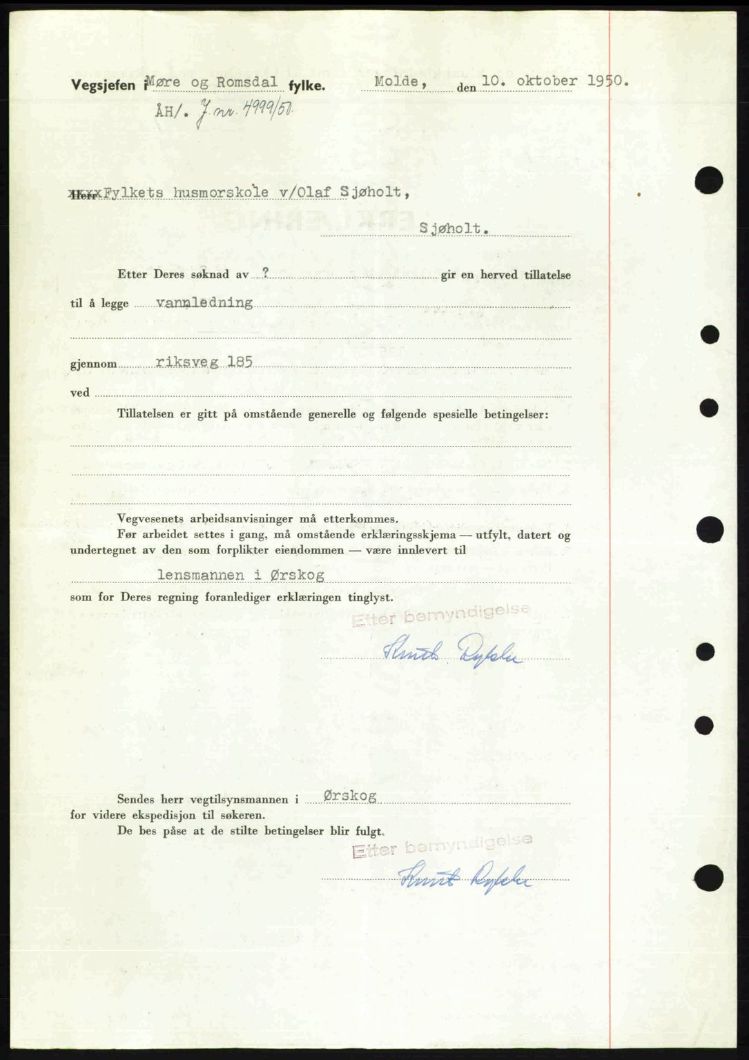 Nordre Sunnmøre sorenskriveri, AV/SAT-A-0006/1/2/2C/2Ca: Mortgage book no. A36, 1950-1950, Diary no: : 2434/1950