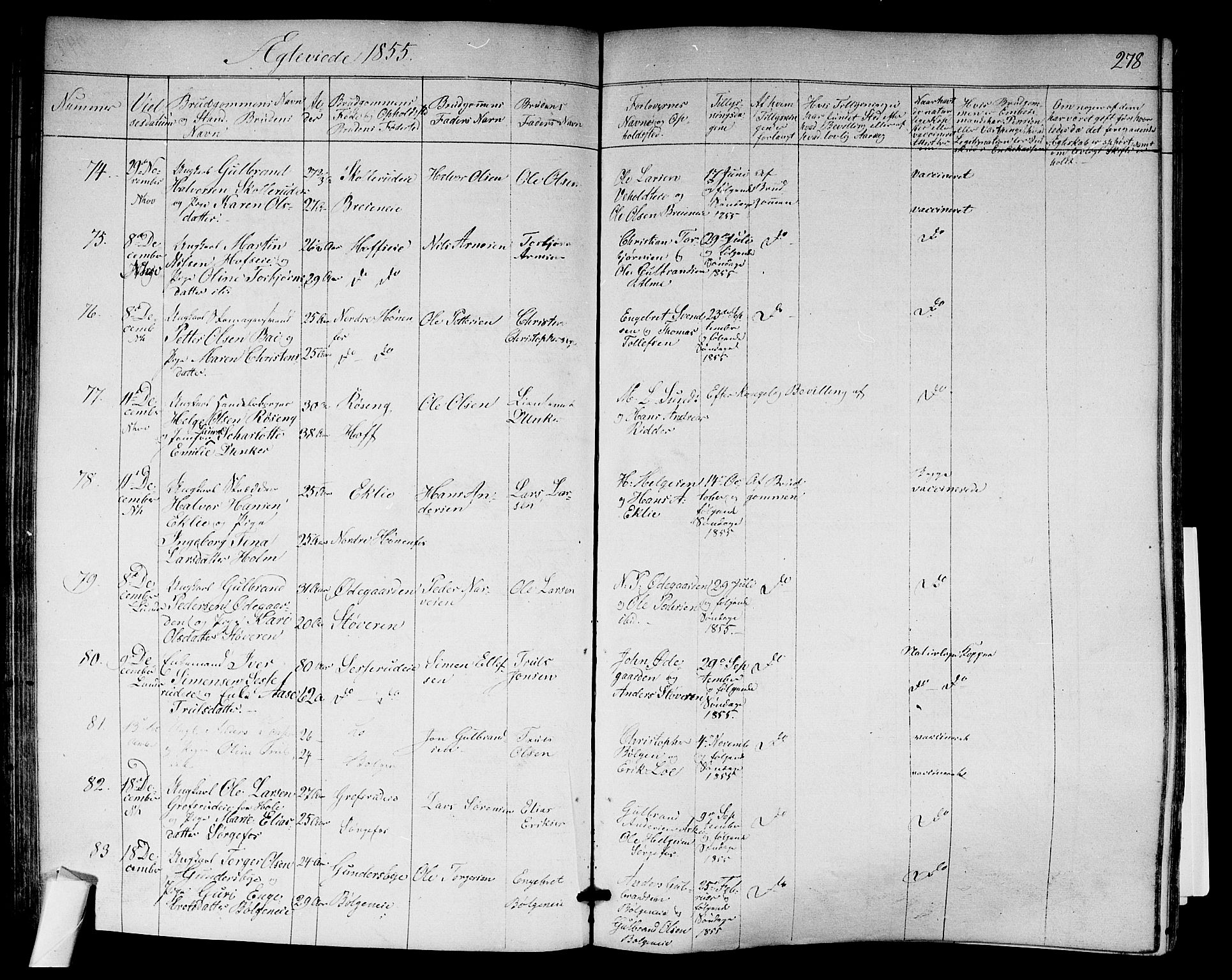 Norderhov kirkebøker, AV/SAKO-A-237/F/Fa/L0011: Parish register (official) no. 11, 1847-1856, p. 278