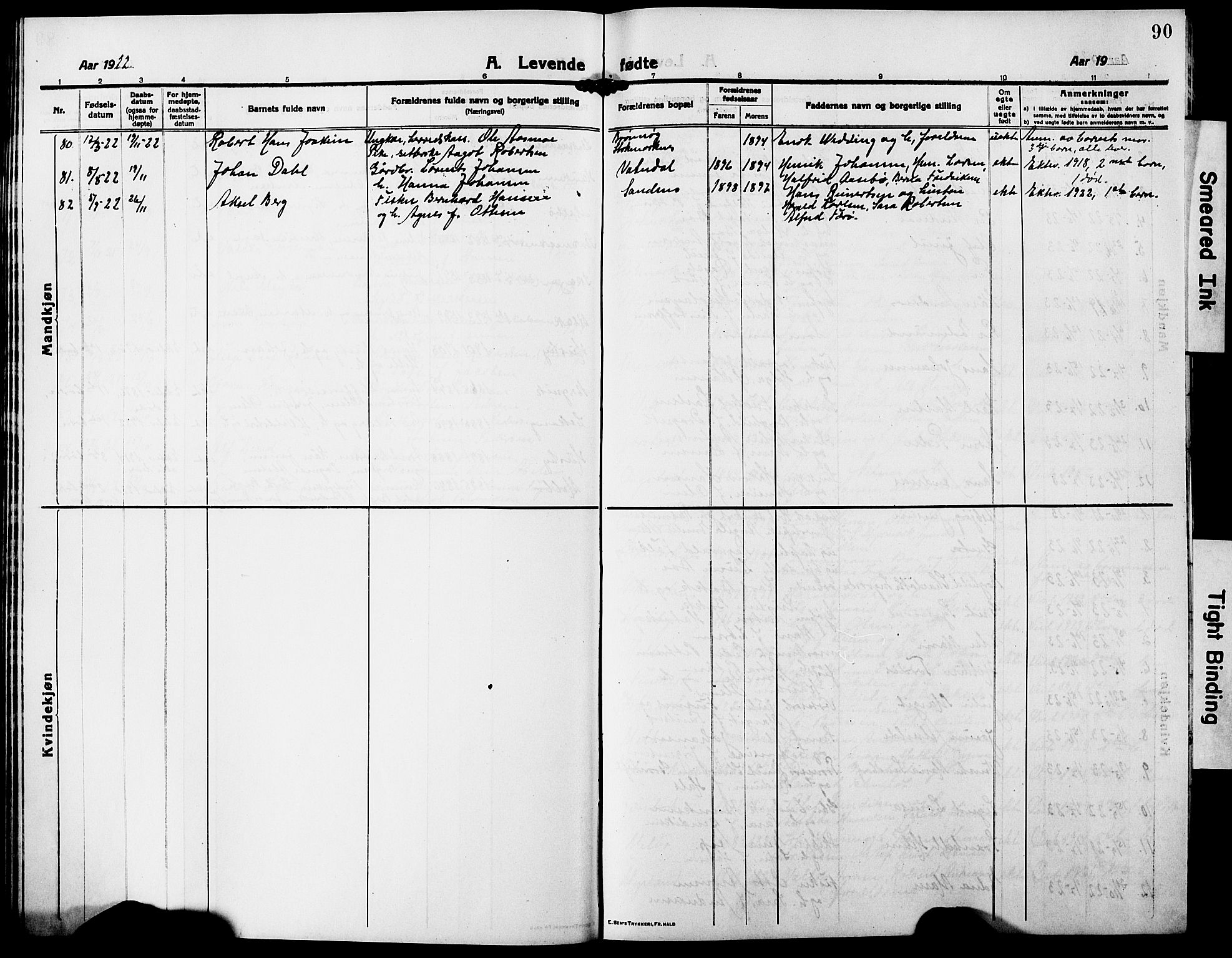 Ministerialprotokoller, klokkerbøker og fødselsregistre - Nordland, AV/SAT-A-1459/888/L1269: Parish register (copy) no. 888C07, 1913-1927, p. 90