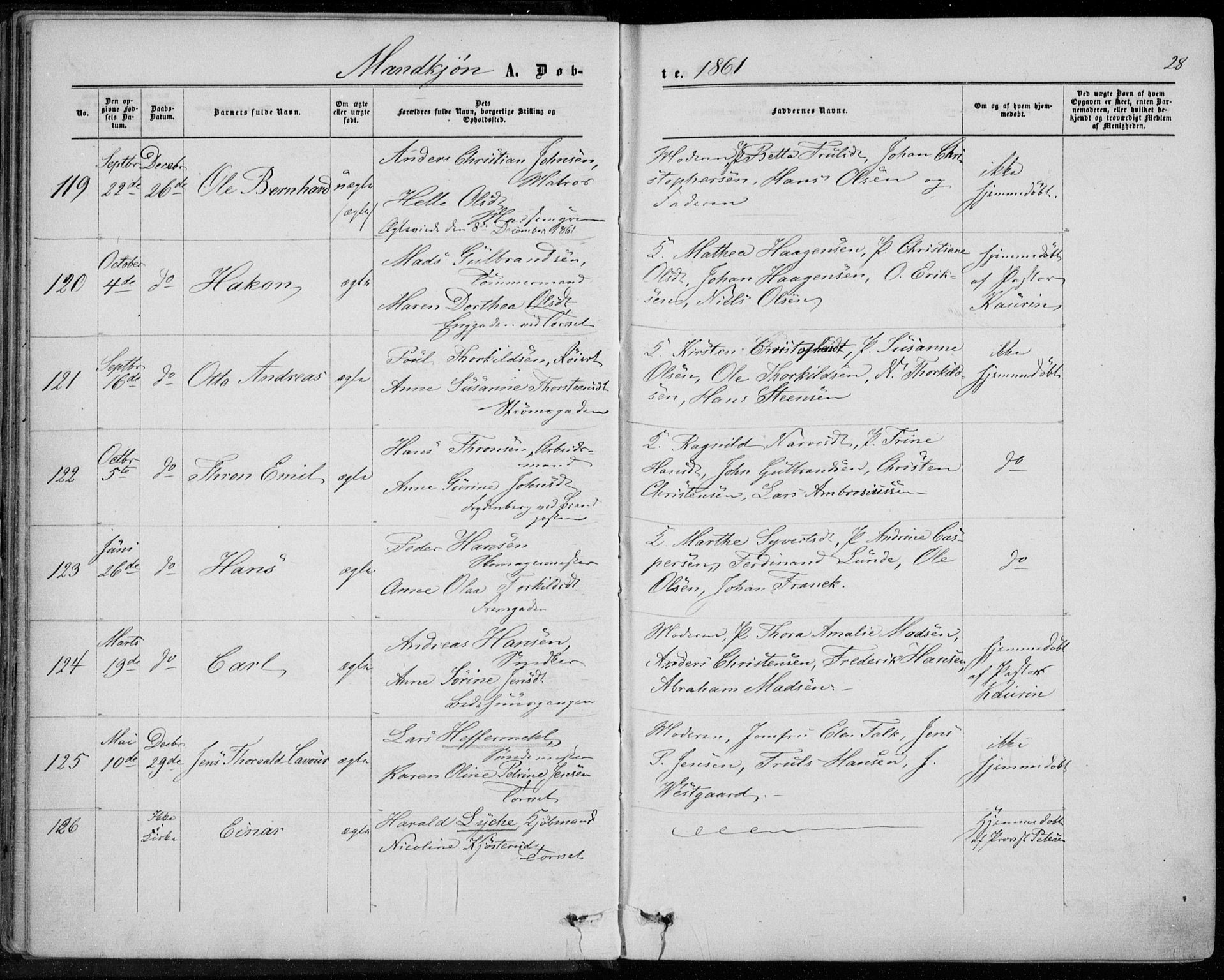 Bragernes kirkebøker, AV/SAKO-A-6/F/Fb/L0003: Parish register (official) no. II 3, 1860-1868, p. 28